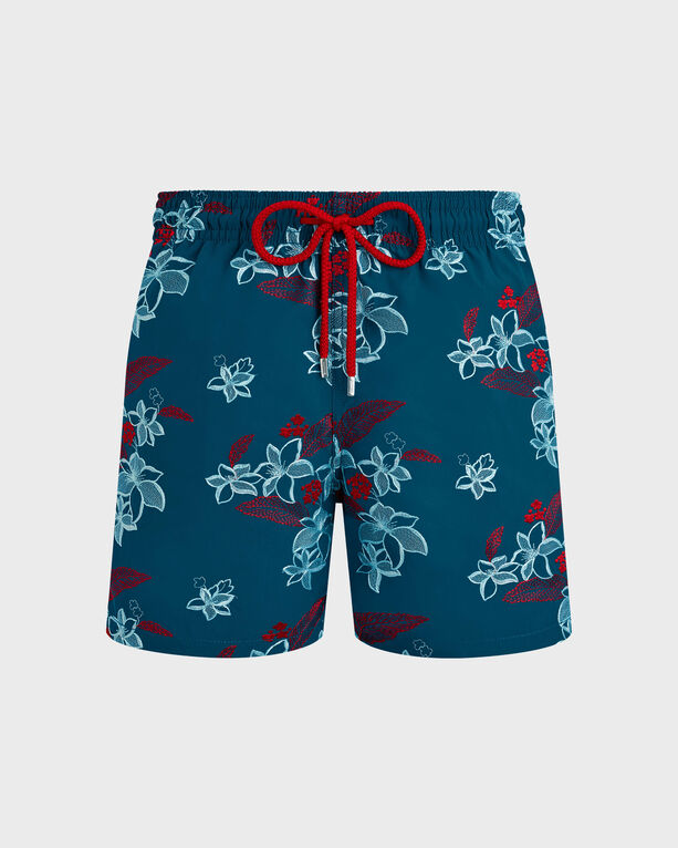 Vilebrequin - Men Swim Shorts Embroidered Flowers Power - Limited Edition - Swimwear - Mistral - Blue - Size XXL