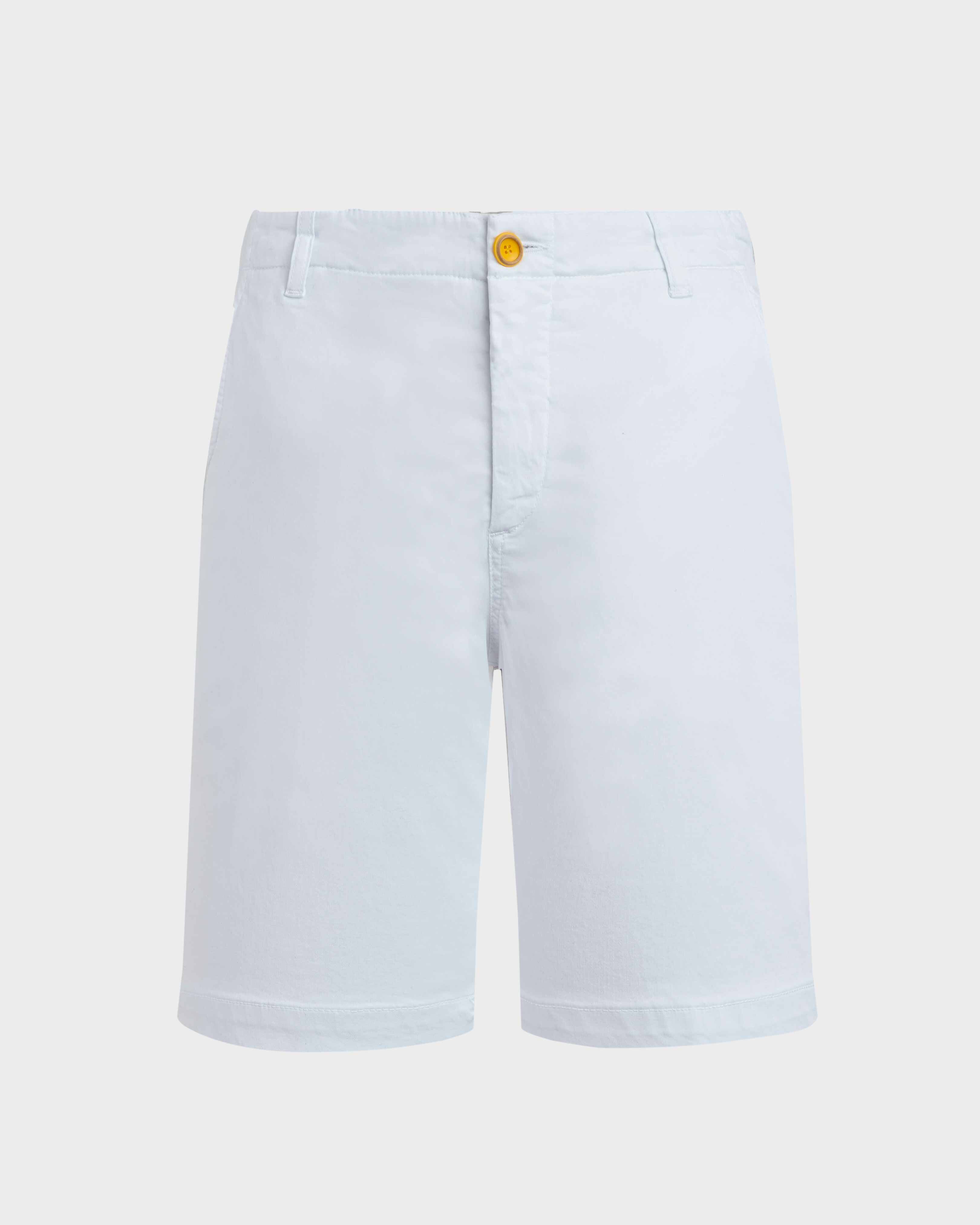 Men Tencel Satin Bermuda Shorts Solid WHITE front view