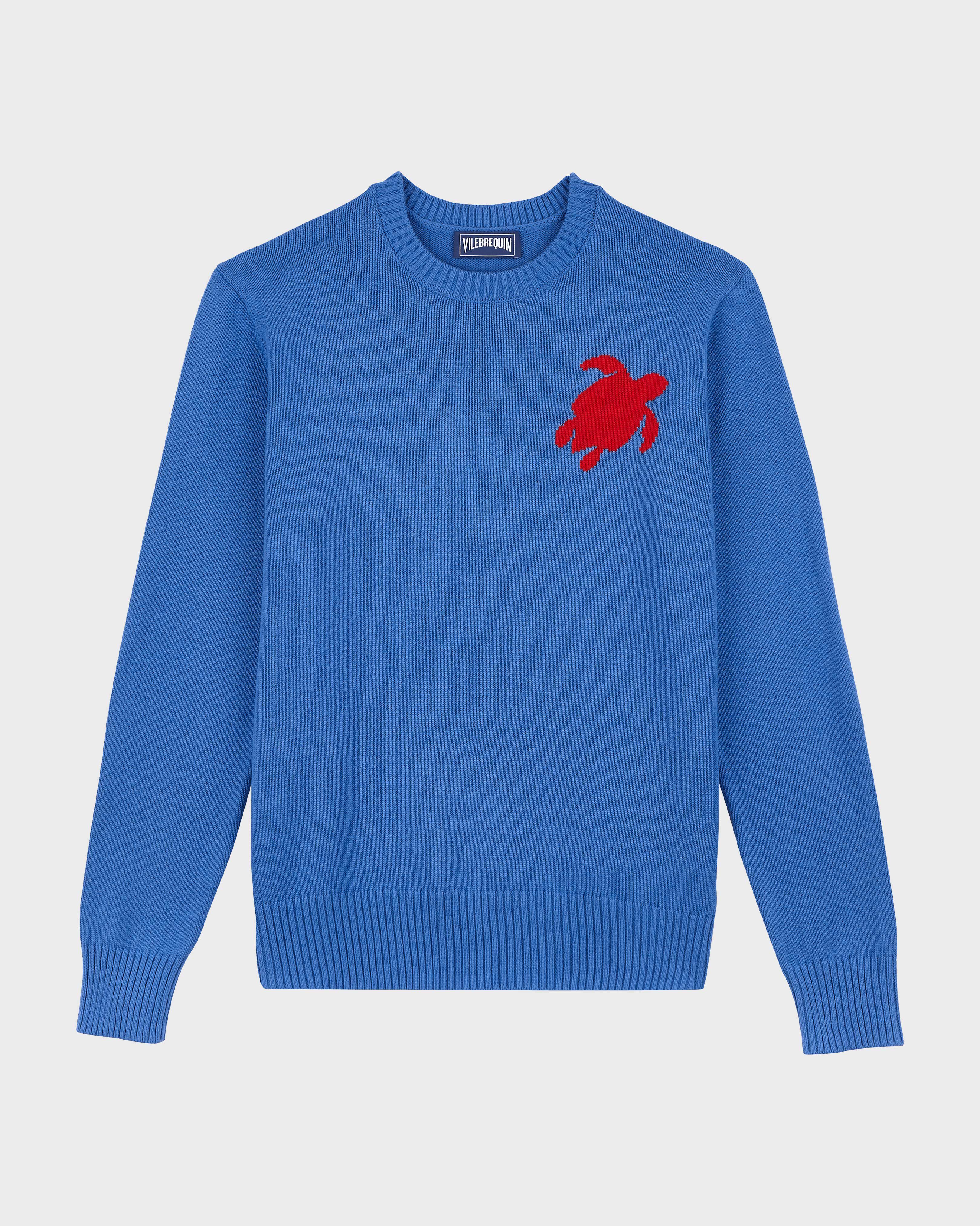 Jersey de algodón y cachemir con cuello redondo y tortuga para hombre MAR AZUL front view