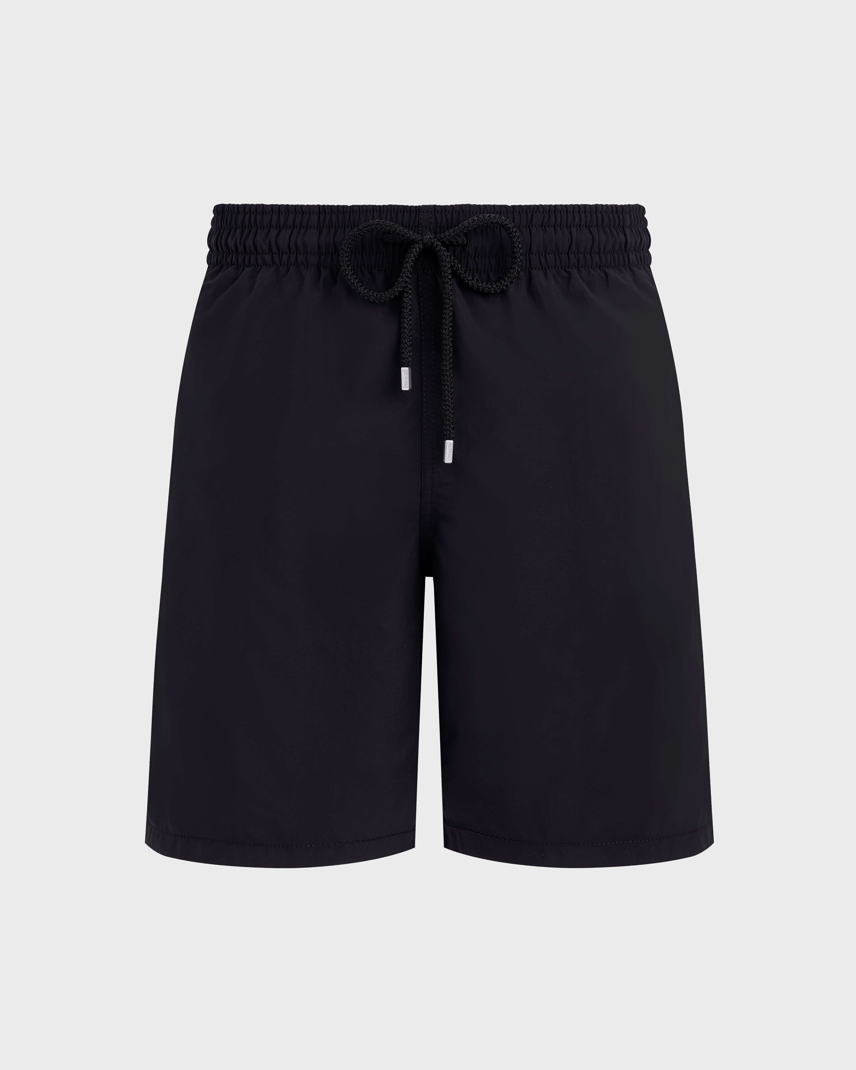 Men Long Swim Shorts Solid BLACK front view