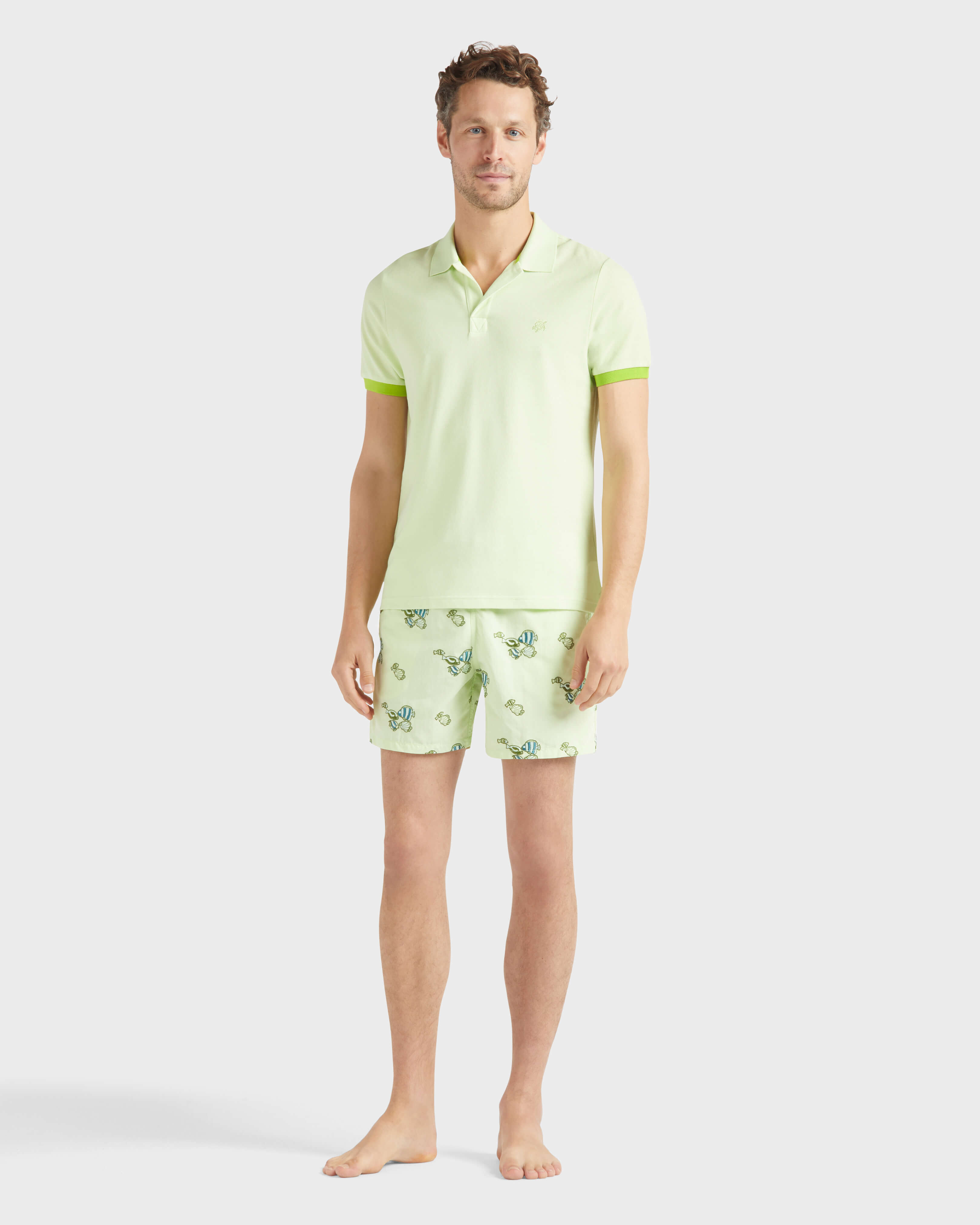 Men Organic Cotton Pique Polo Shirt Solid MACAROON frontworn view