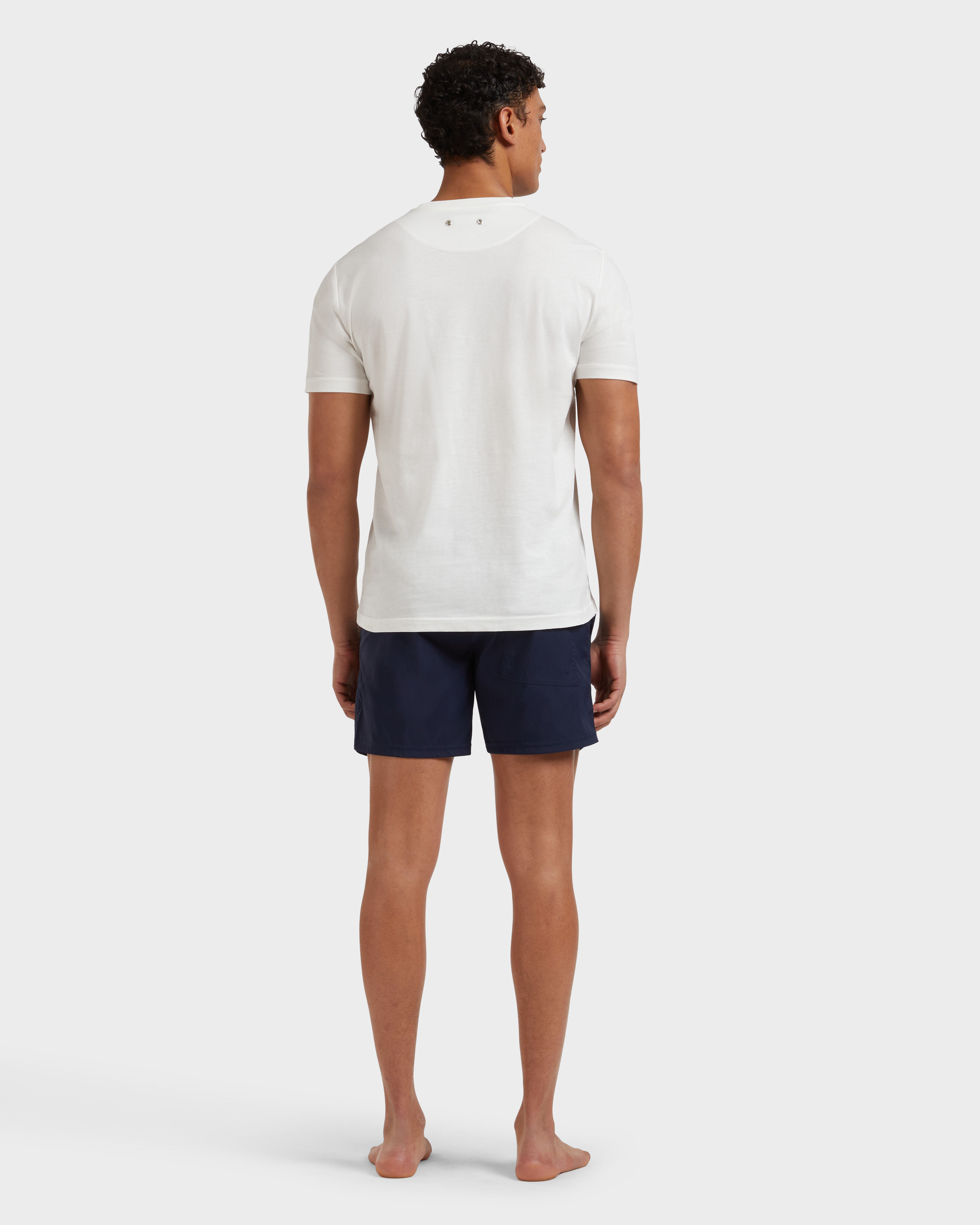 Men Organic Cotton T-Shirt Solid CHALK backworn view