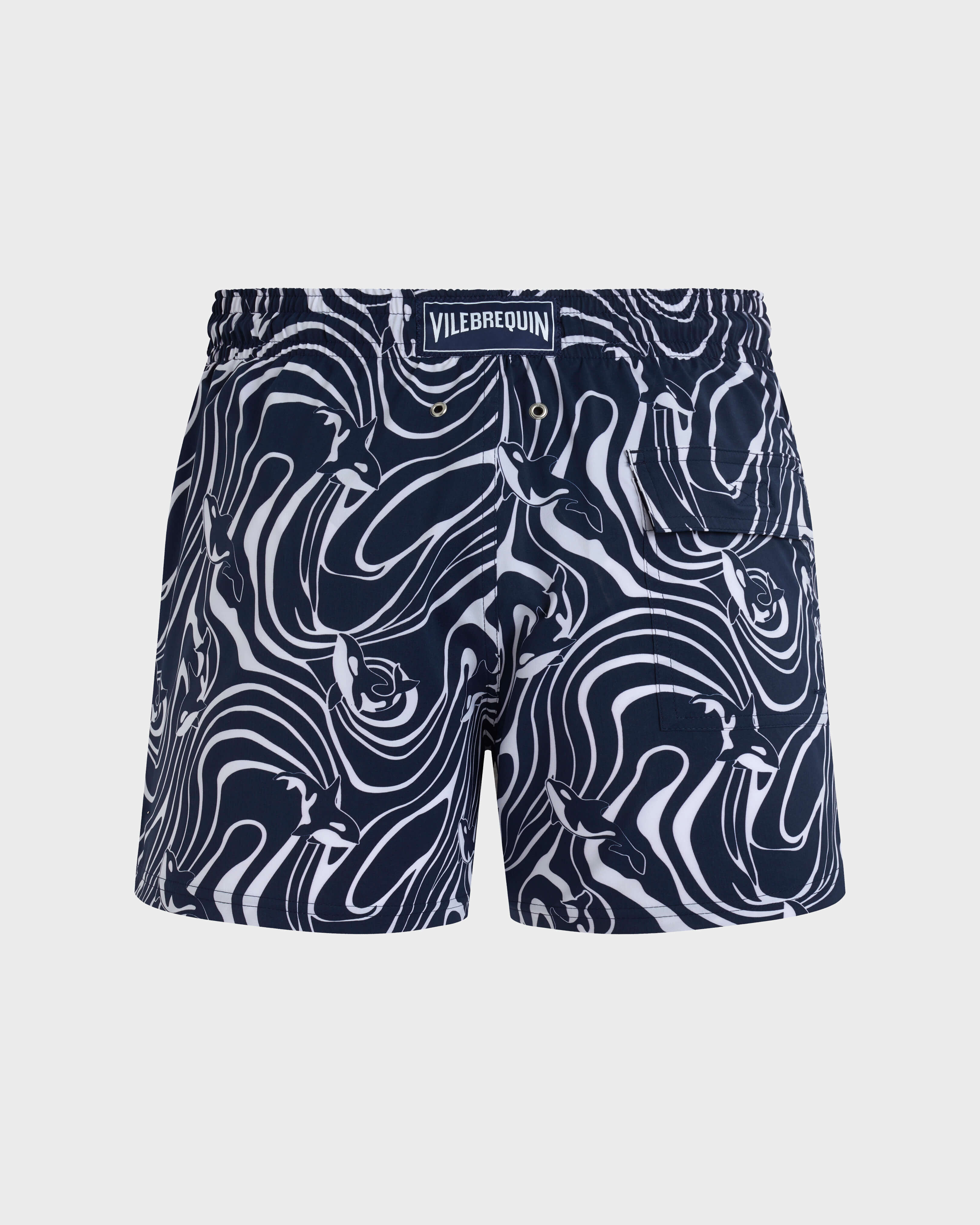 Men Stretch Short Swim Shorts Orcas NAVY back view