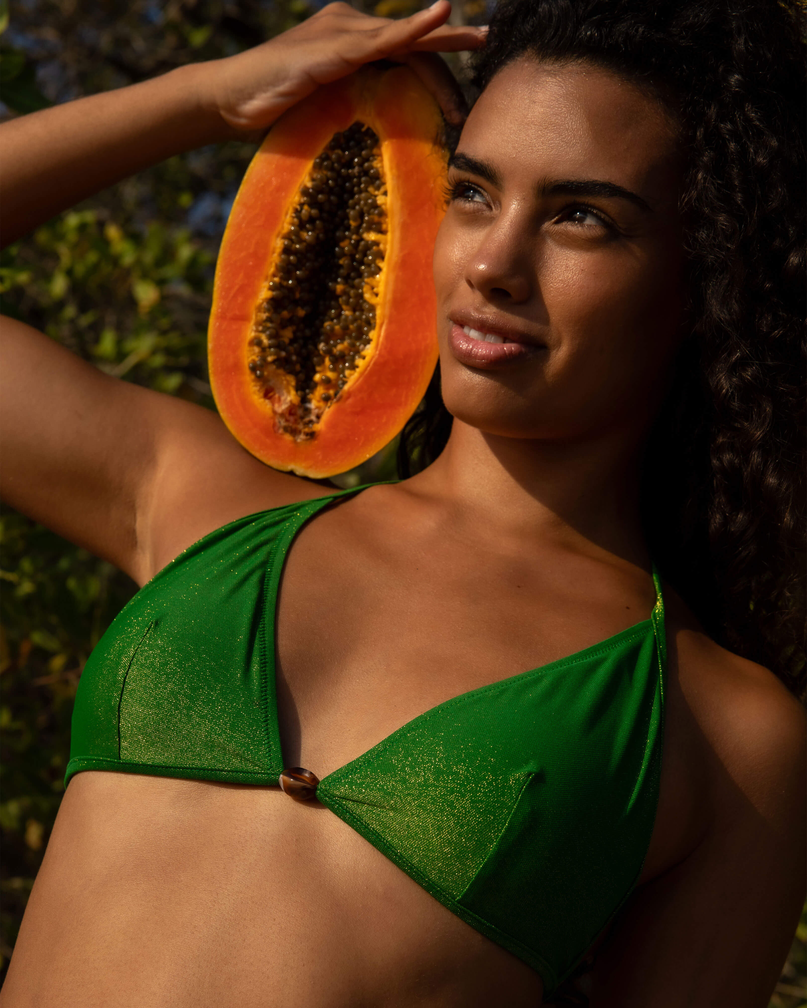 Women Triangle Bikini Top Iridescent Jersey TROPICAL lifestyle view