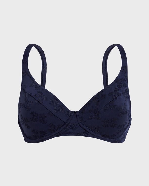 Vilebrequin - Women Underwire Bikini Top Turtle Monogram Jacquard - Swimwear - Leona - Blue - Size XS