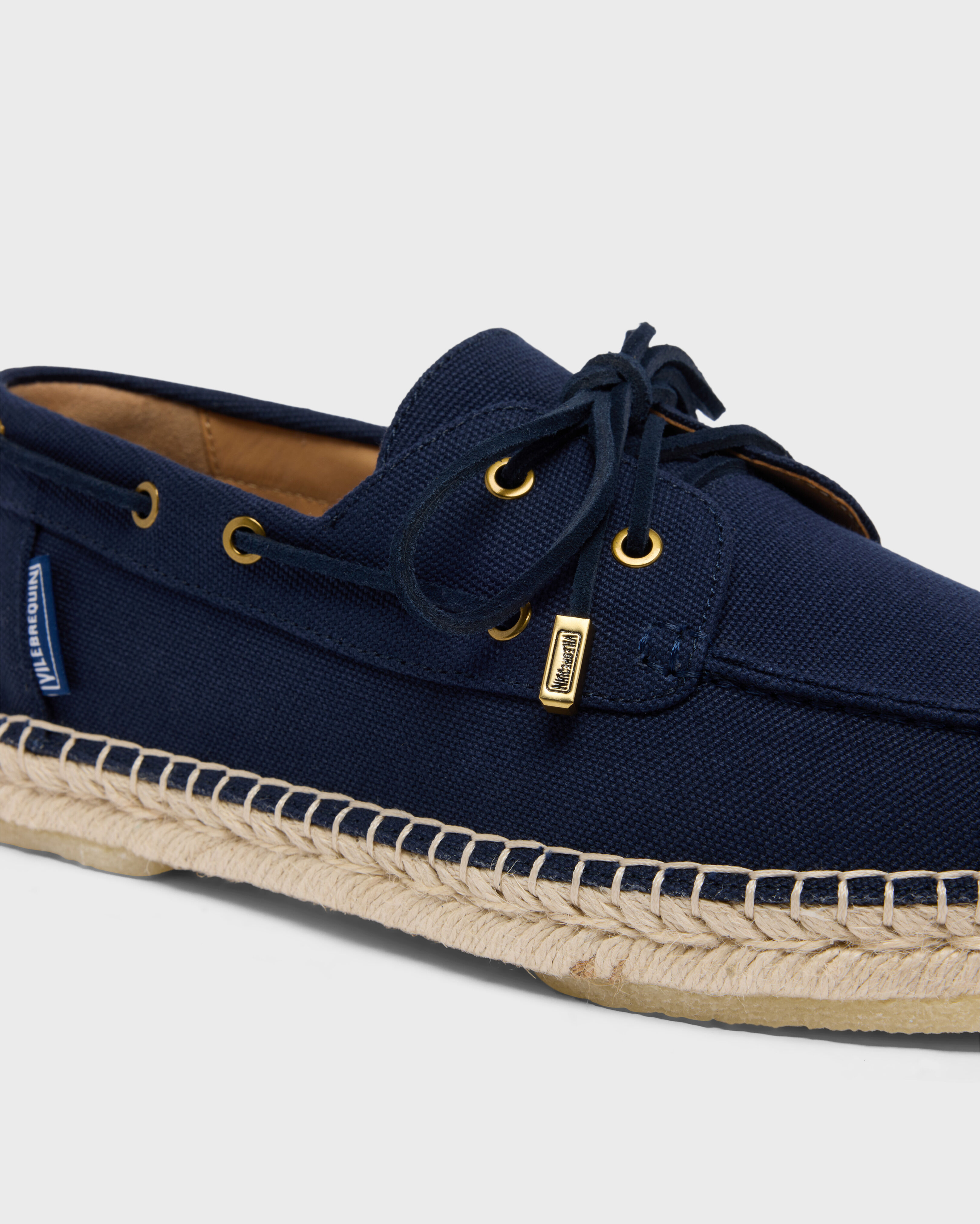 Men Canvas Loafers Solid BLEU MARINE backworn view