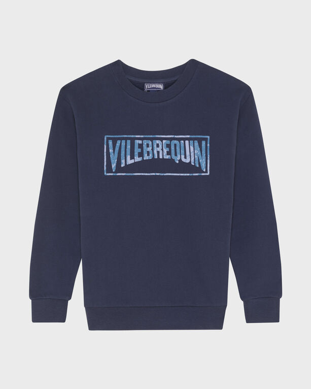Vilebrequin – Sweatshirt Aus Bio-baumwolle Mit Geflocktem Vilebrequin-logo Für Kinder – Sweatshirt – Garibou – Blau – Größe 14