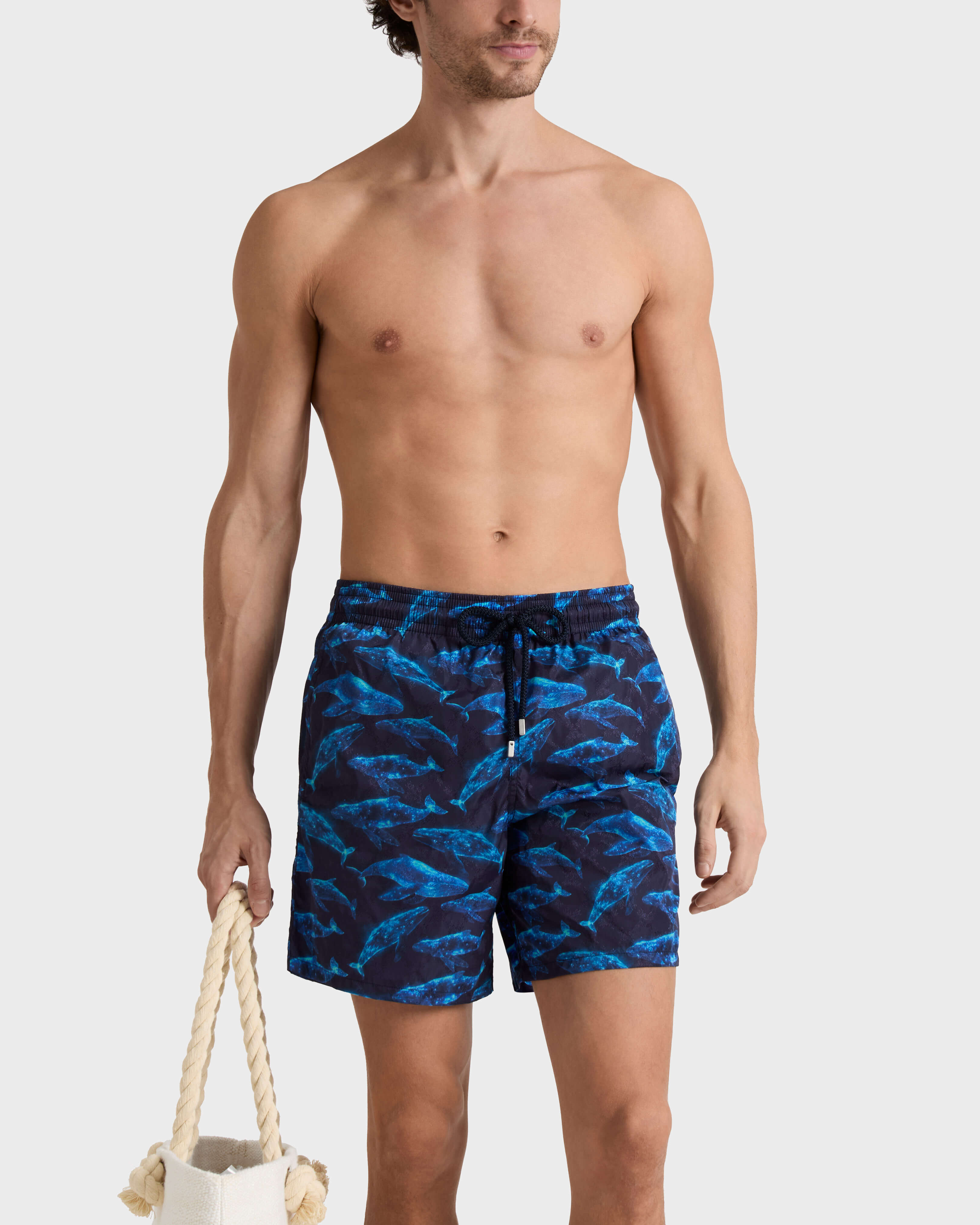 Bañador con estampado Sparkling Whales para hombre AZUL MARINO frontworn view