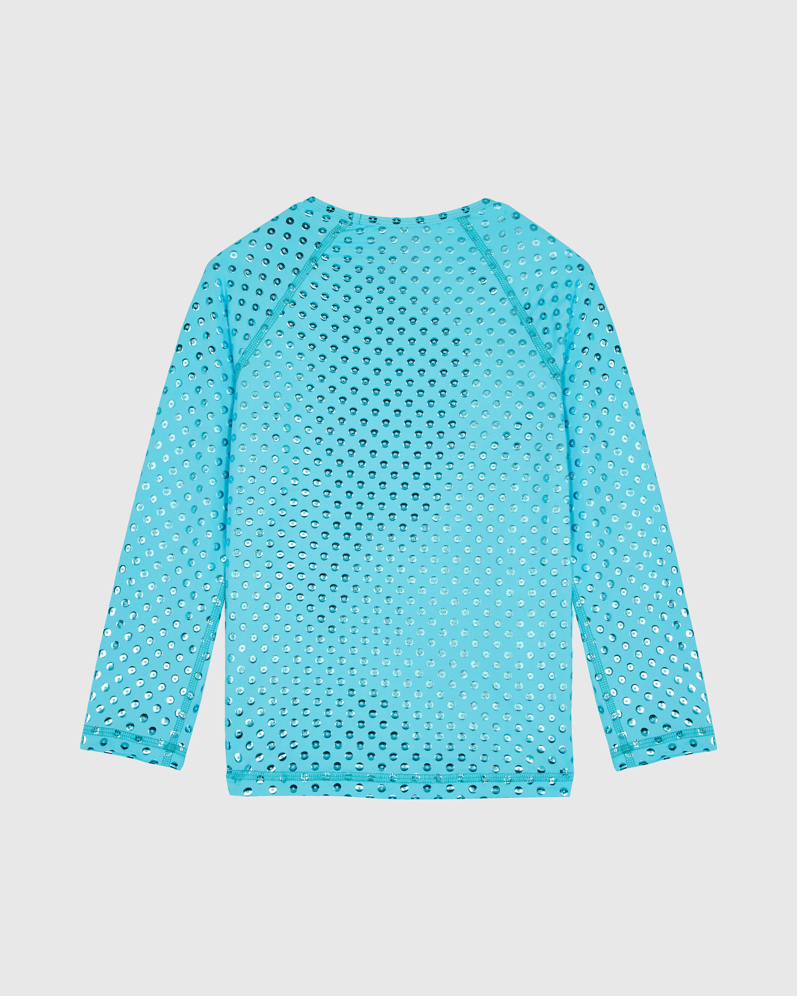 Girls Long Sleeves Rashguard Relief Sparkling DISCO GREEN back view