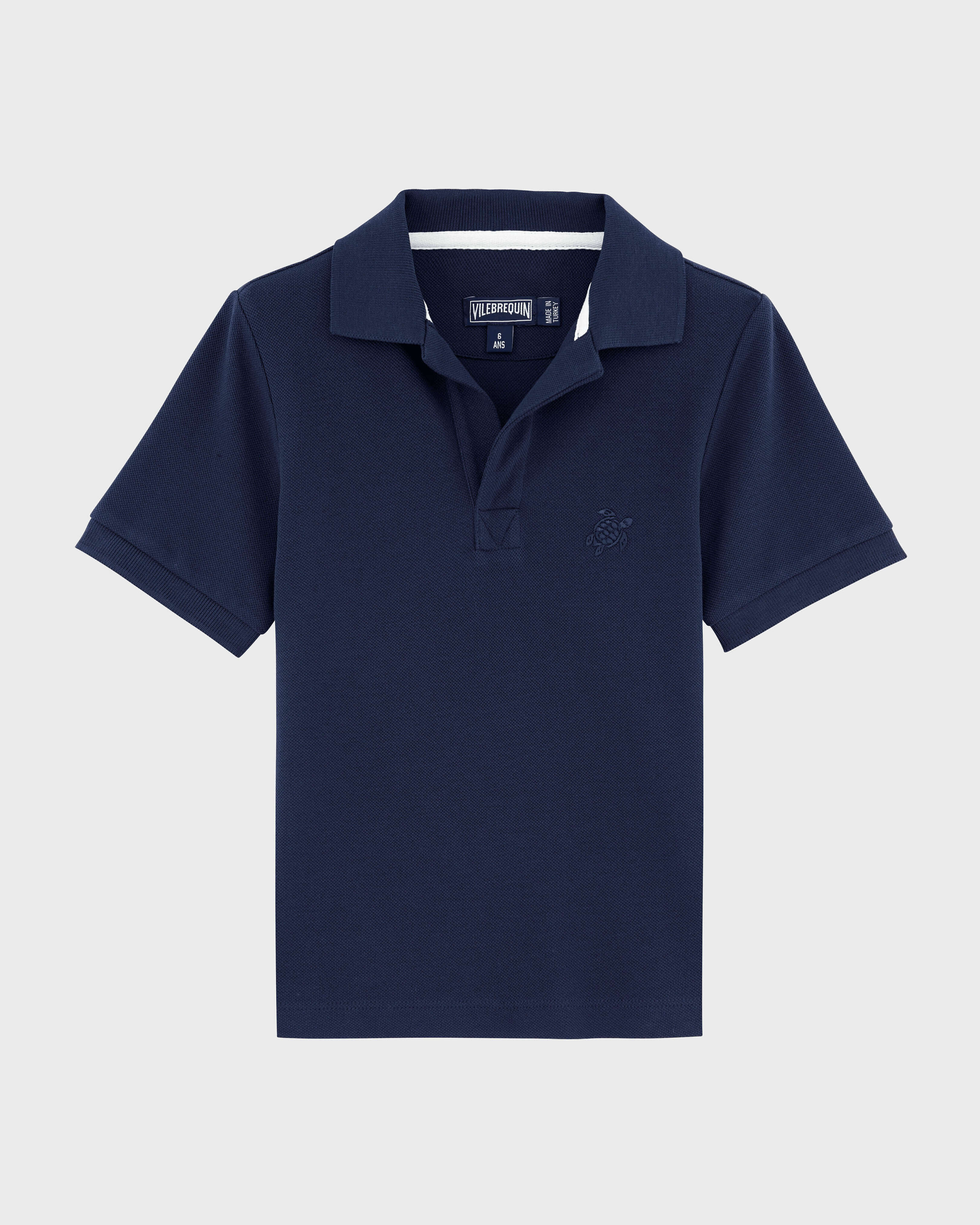 Men Organic Cotton Pique Polo Shirt Solid AZUL MARINO front view