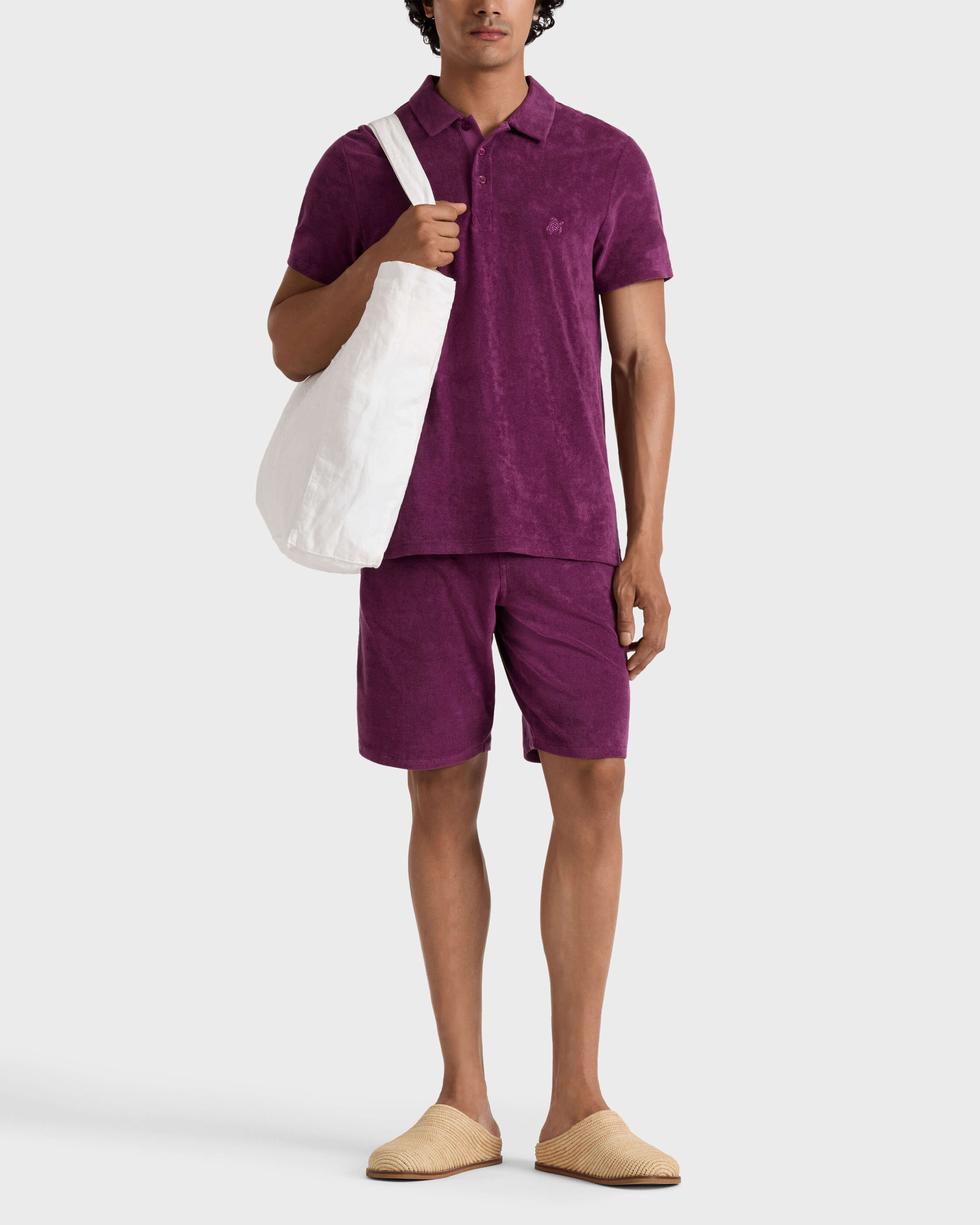 Bermudas de felpa de color liso unisex KERALA frontworn view