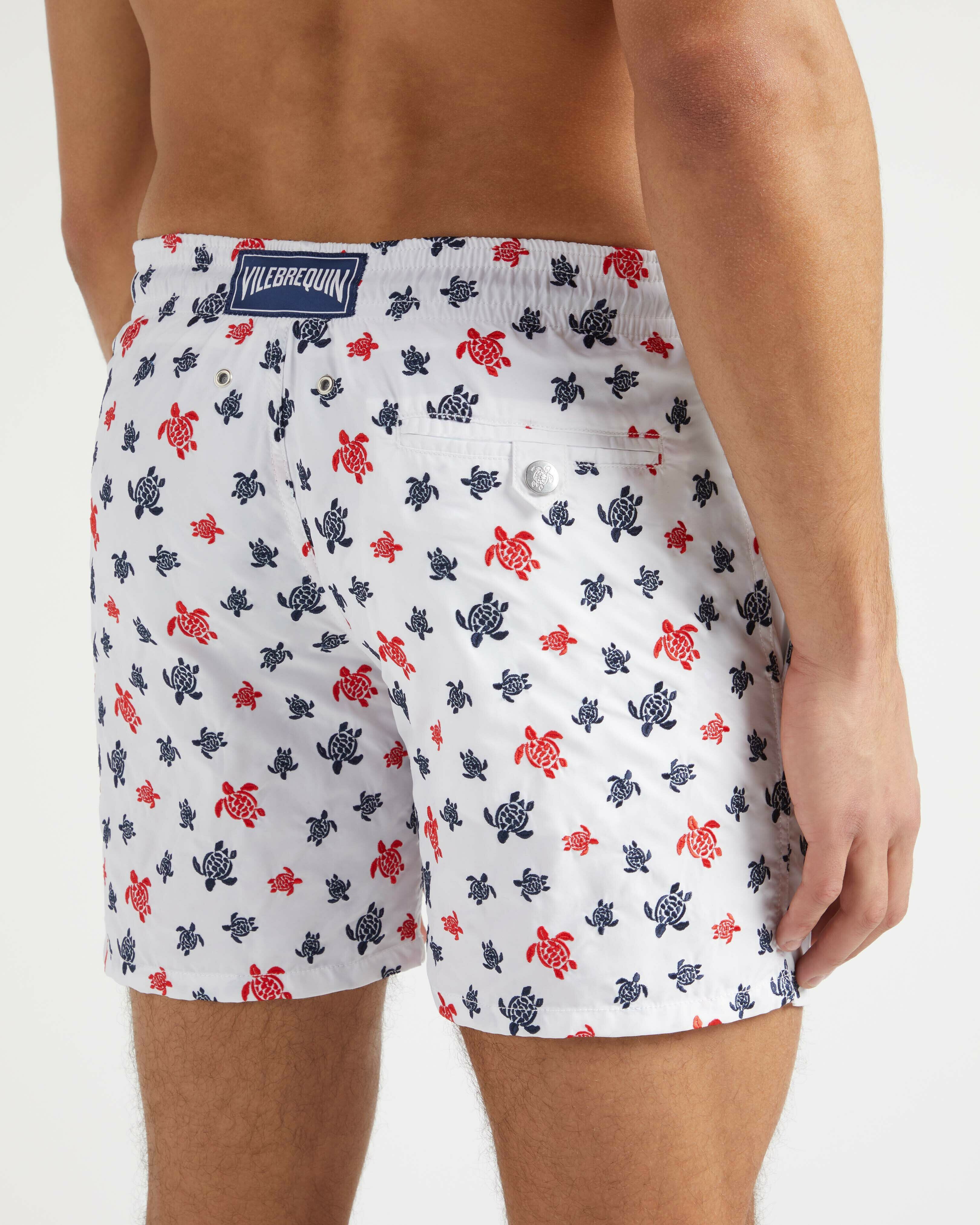 Men Swim Shorts Embroidered Micro Ronde des tortues - Limited Edition WHITE supp2 view