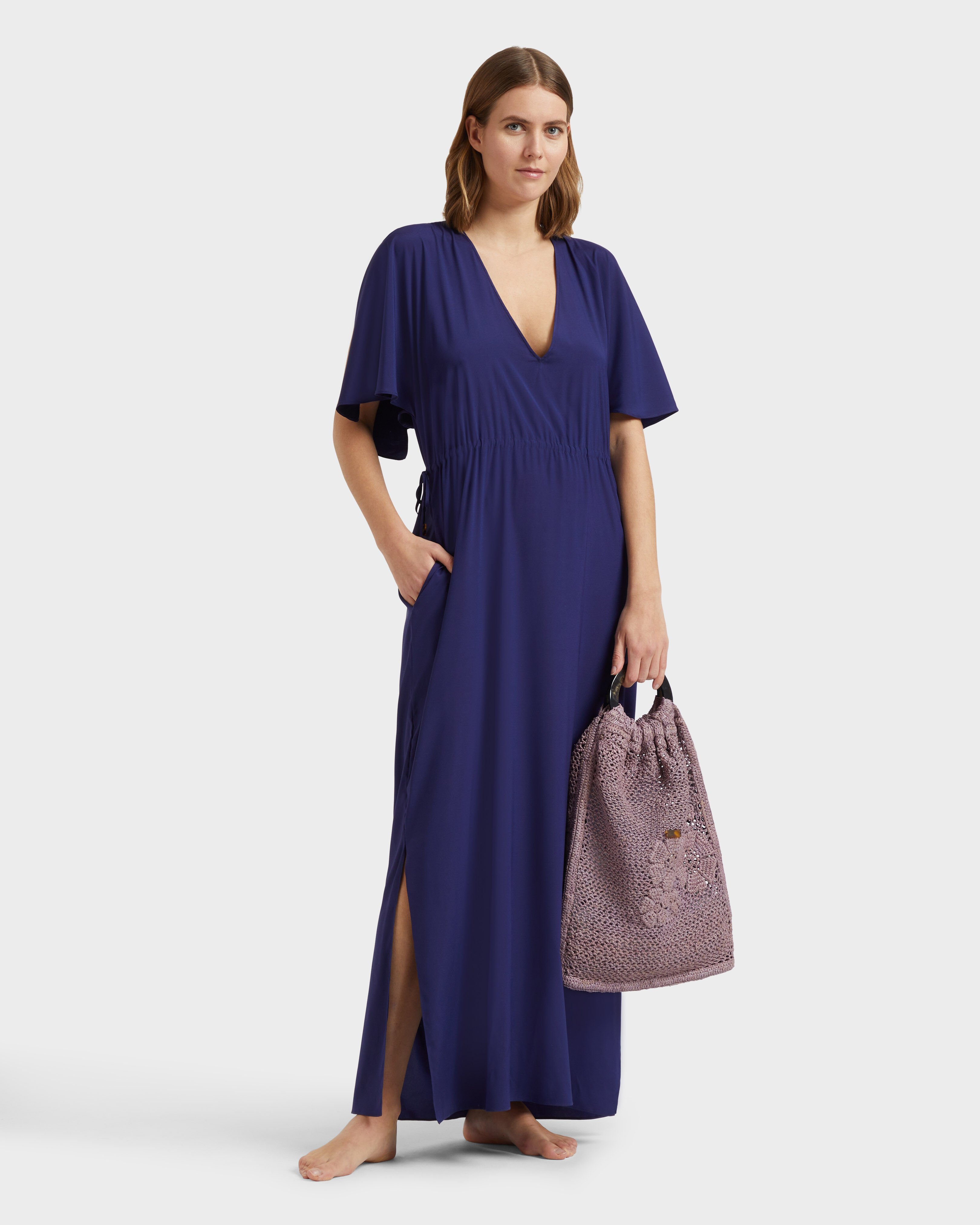 Vestido largo de satén de seda liso para mujer MIDNIGHT supp1 view
