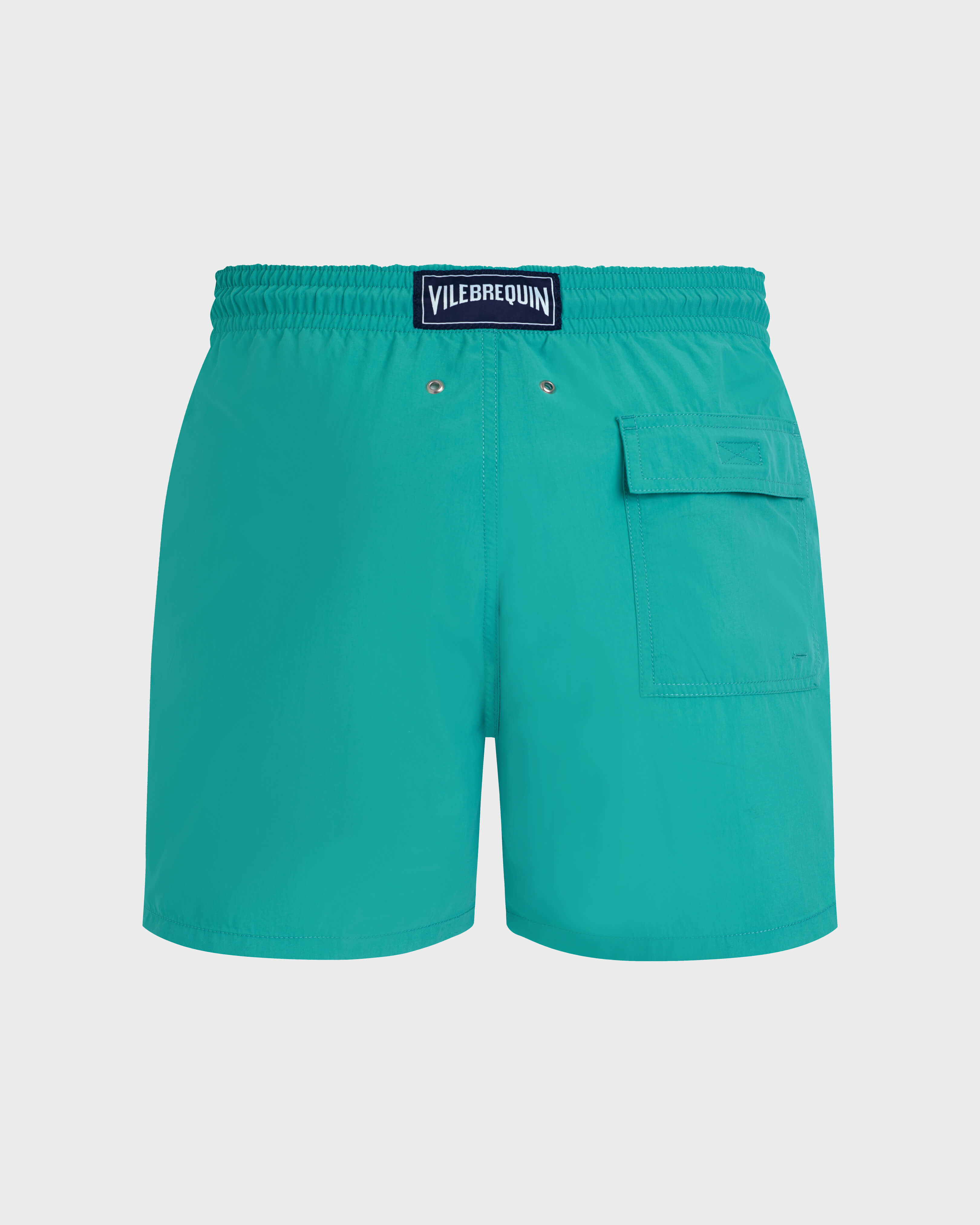 Men Swim Shorts Water-reactive Whales DISCO GREEN back view