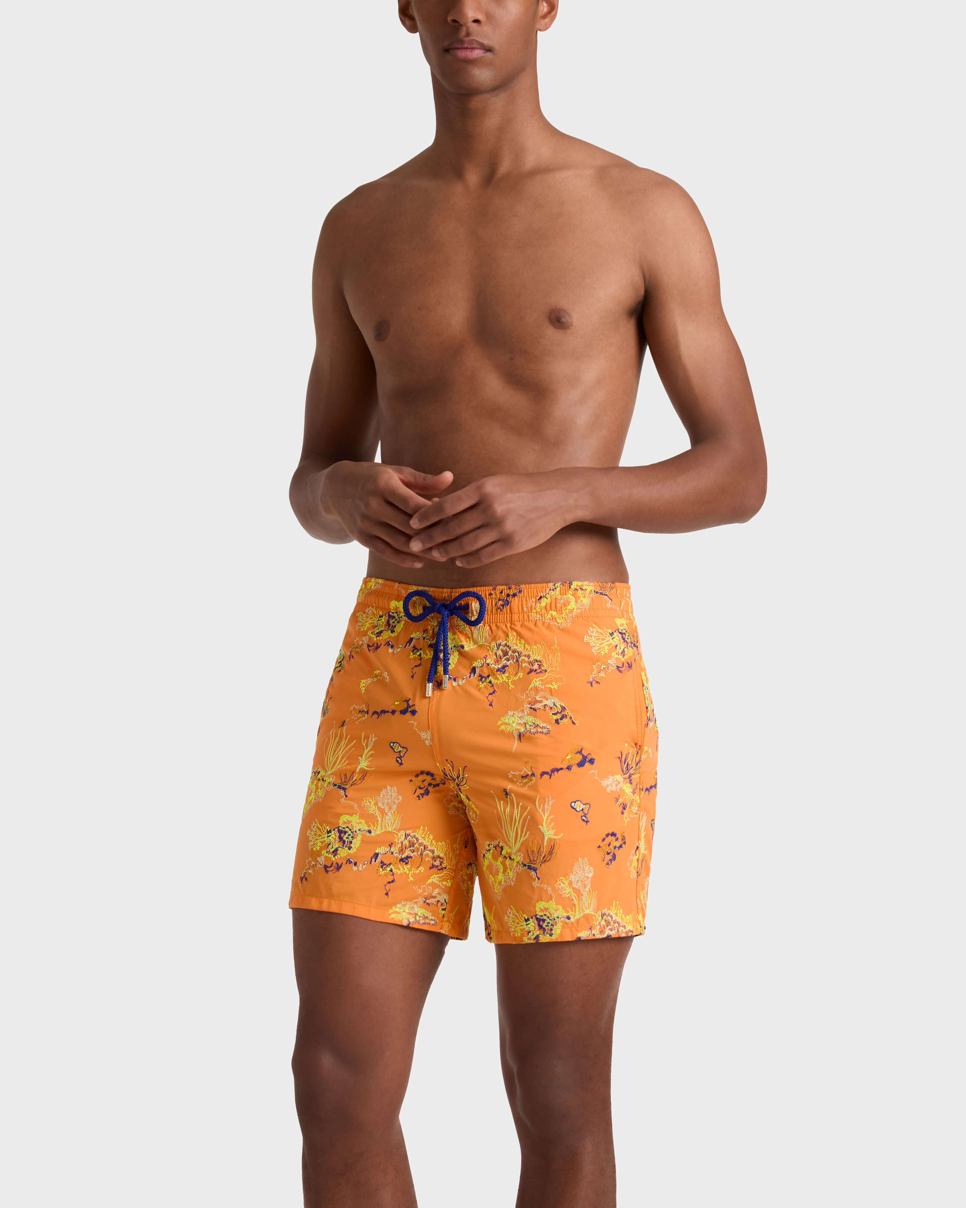 Men Embroidered Swim Shorts Coral Reef - Limited Edition VITAMIN frontworn view