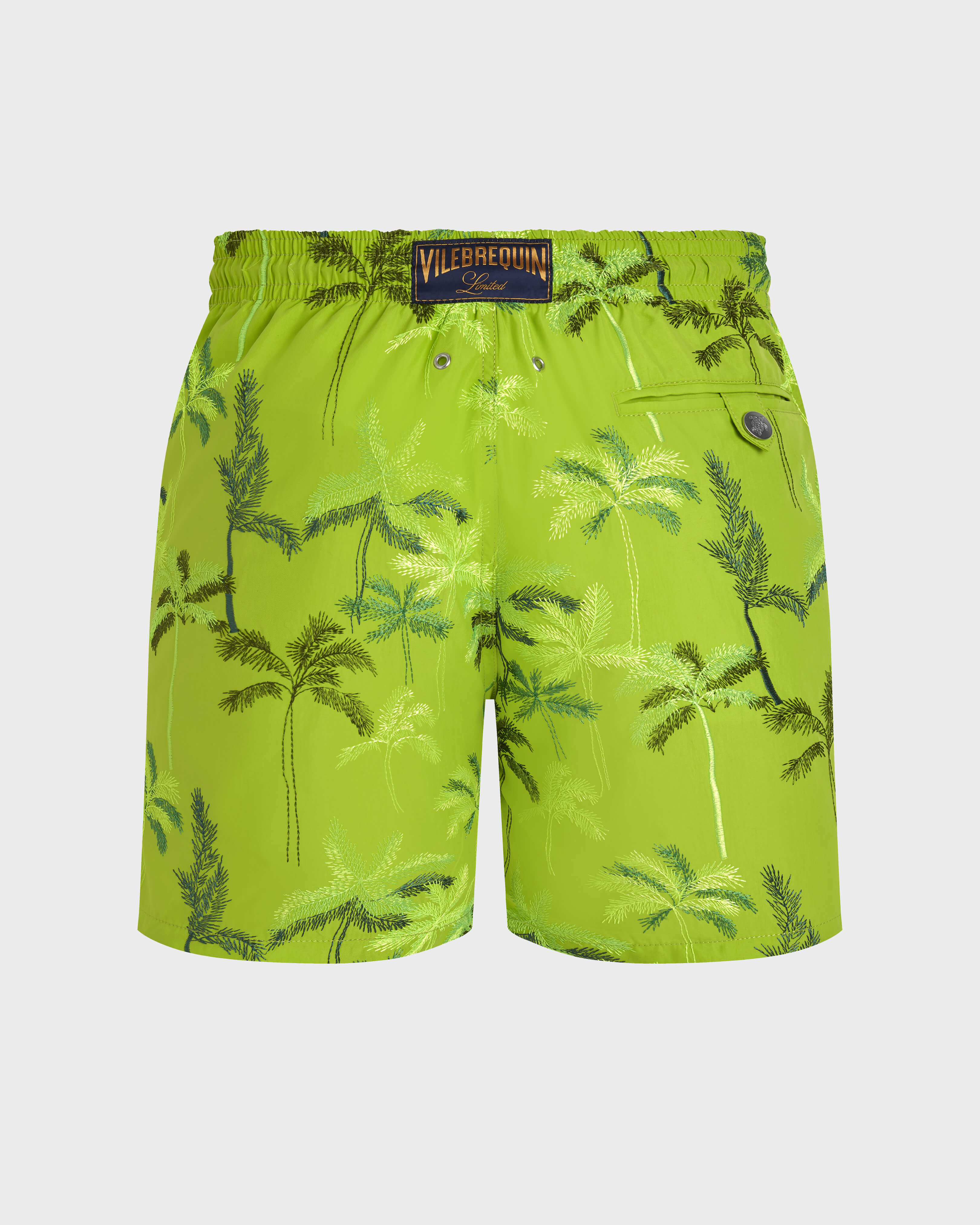 Bañador con bordado Palm Offset para hombre - Edición limitada LIME back view