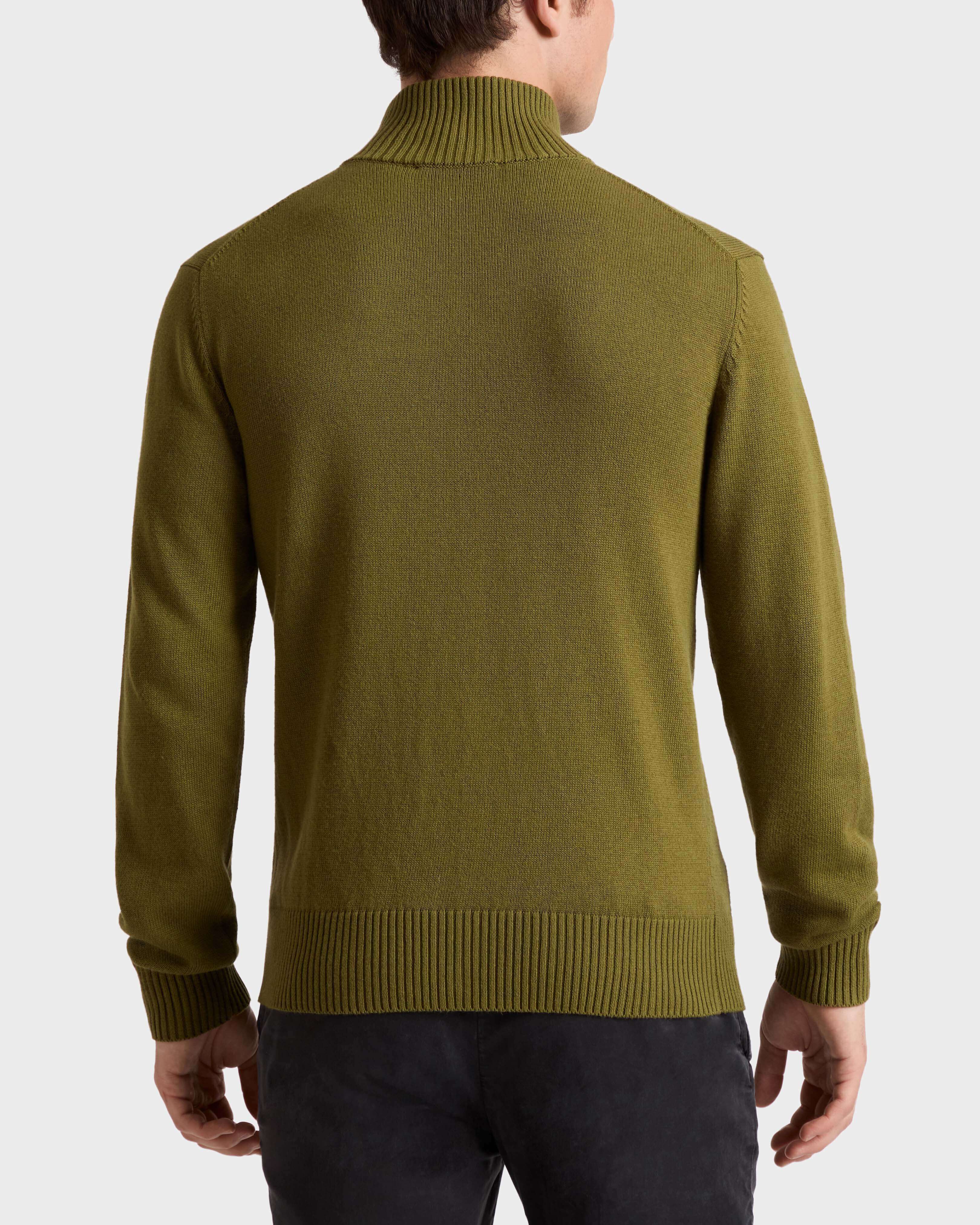 Turtle Pullover mit Reißverschluss aus Baumwolle und Kaschmir für Herren KHAKI backworn view