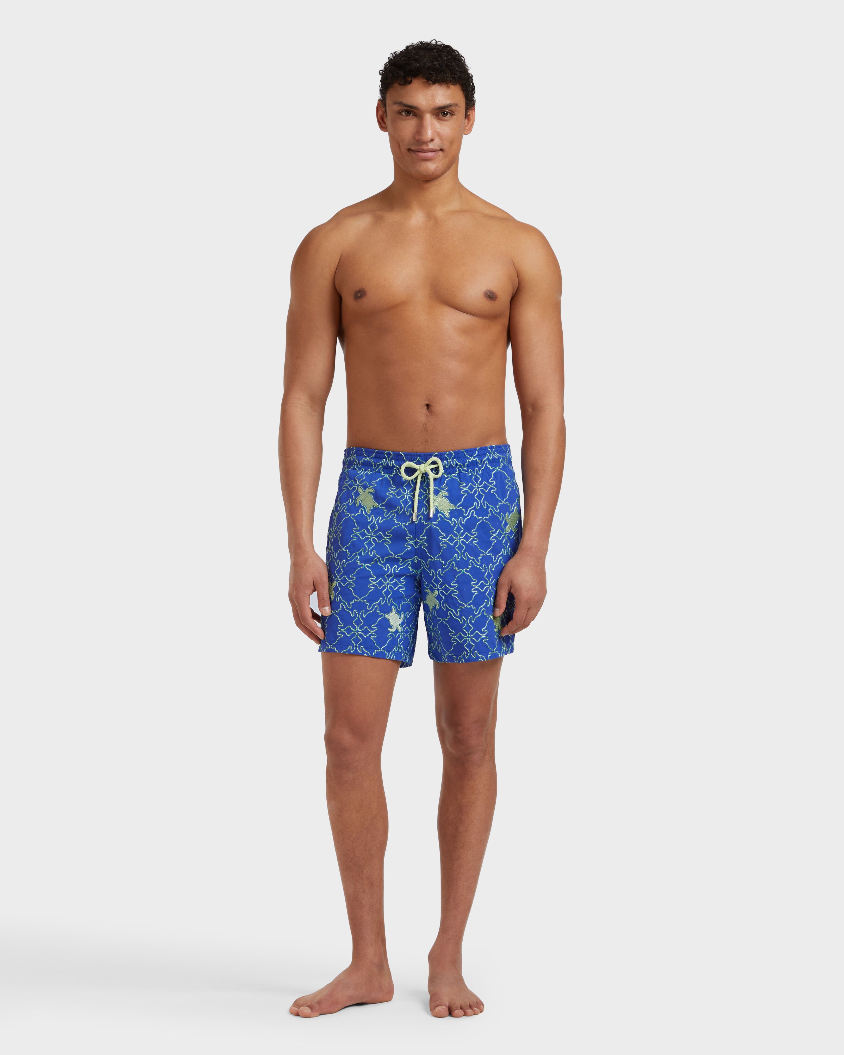 Men Swim Shorts Embroidered Turtles Net - Limited Edition MARRAKECH frontworn view