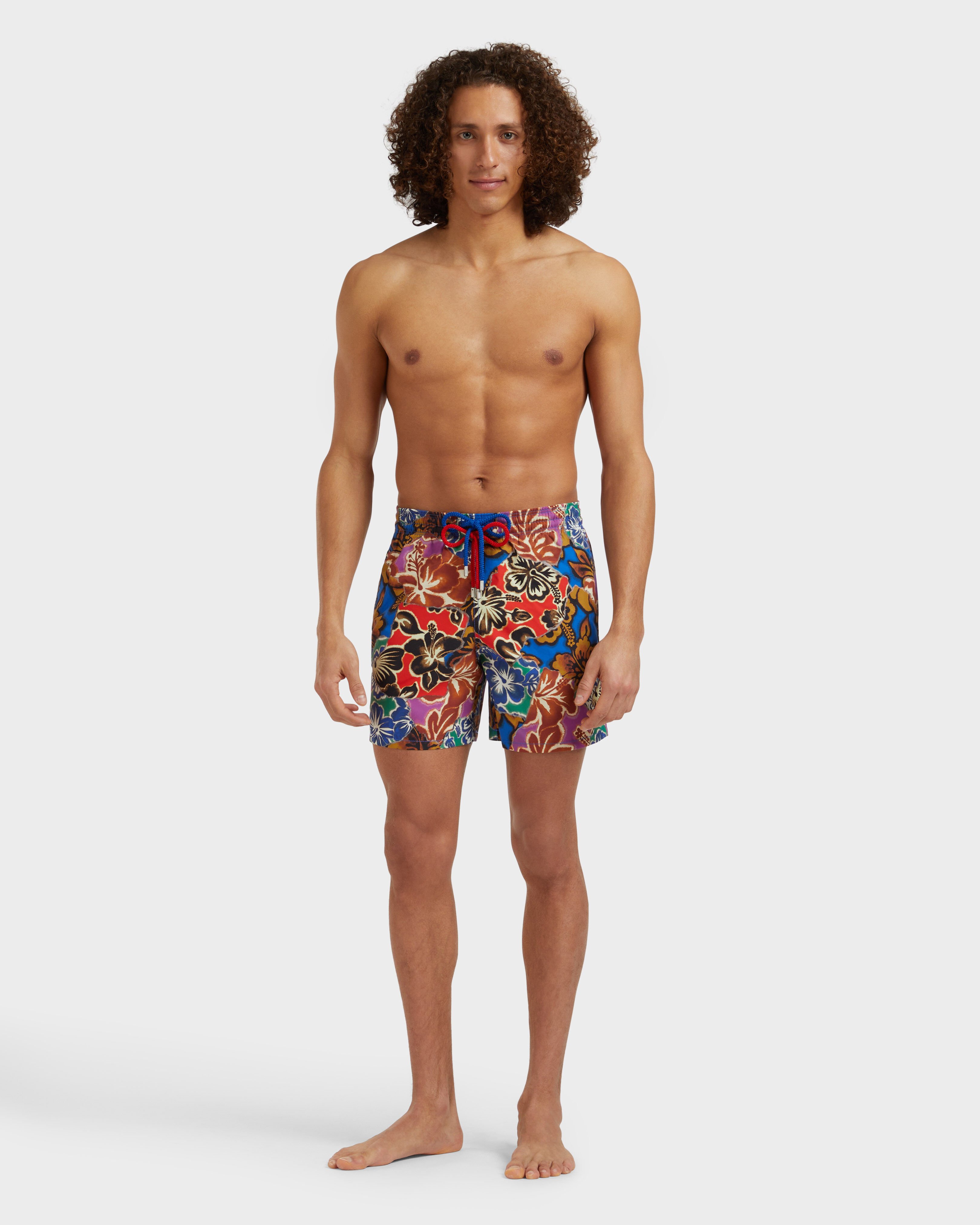 Men Swim Shorts Hawaiian Patchwork - VBQ x Palm Angels CELESTIAL frontworn view