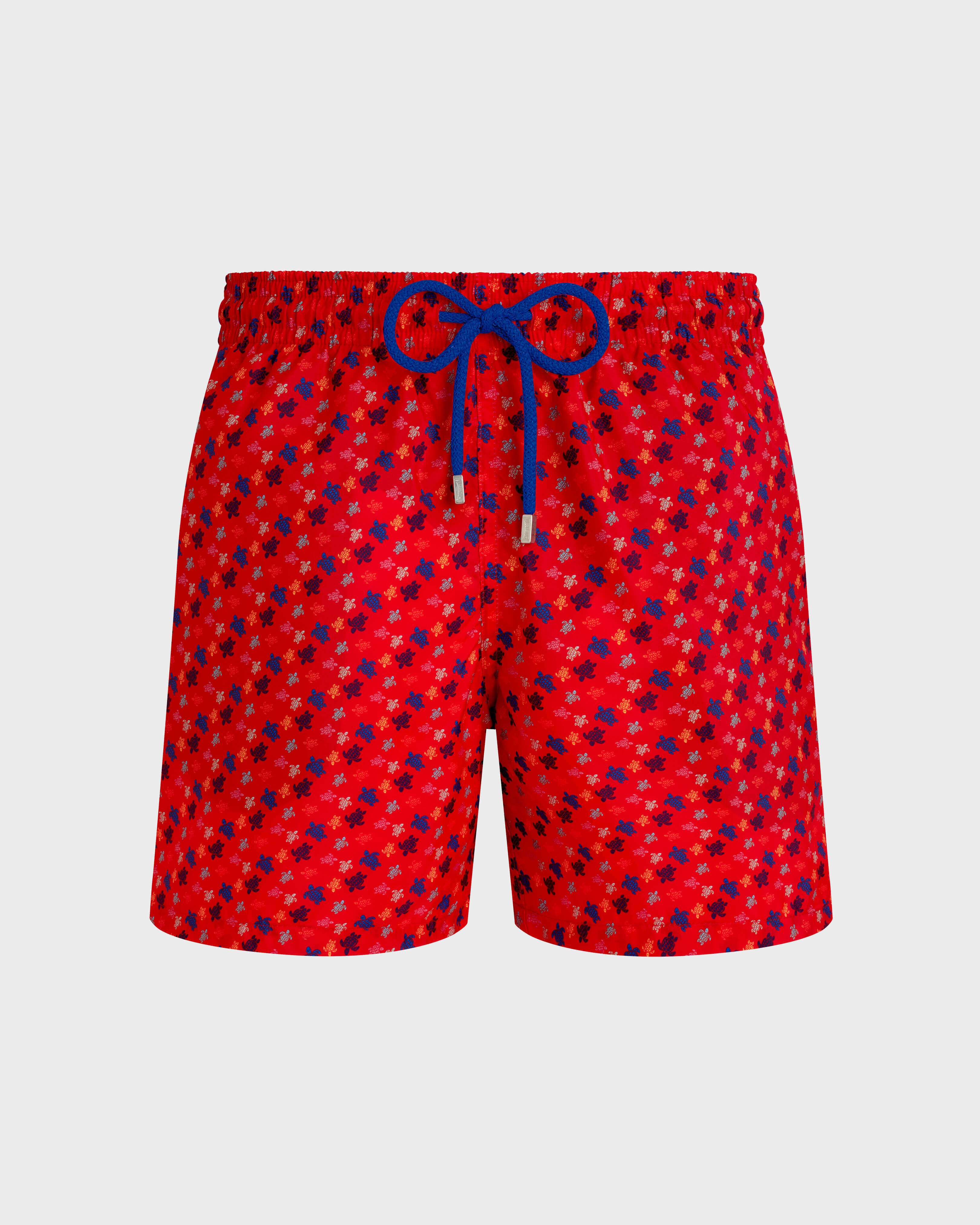 Men Swim Shorts Ultra-Light and Packable Micro Ronde Des Tortues Rainbow POPPY RED front view