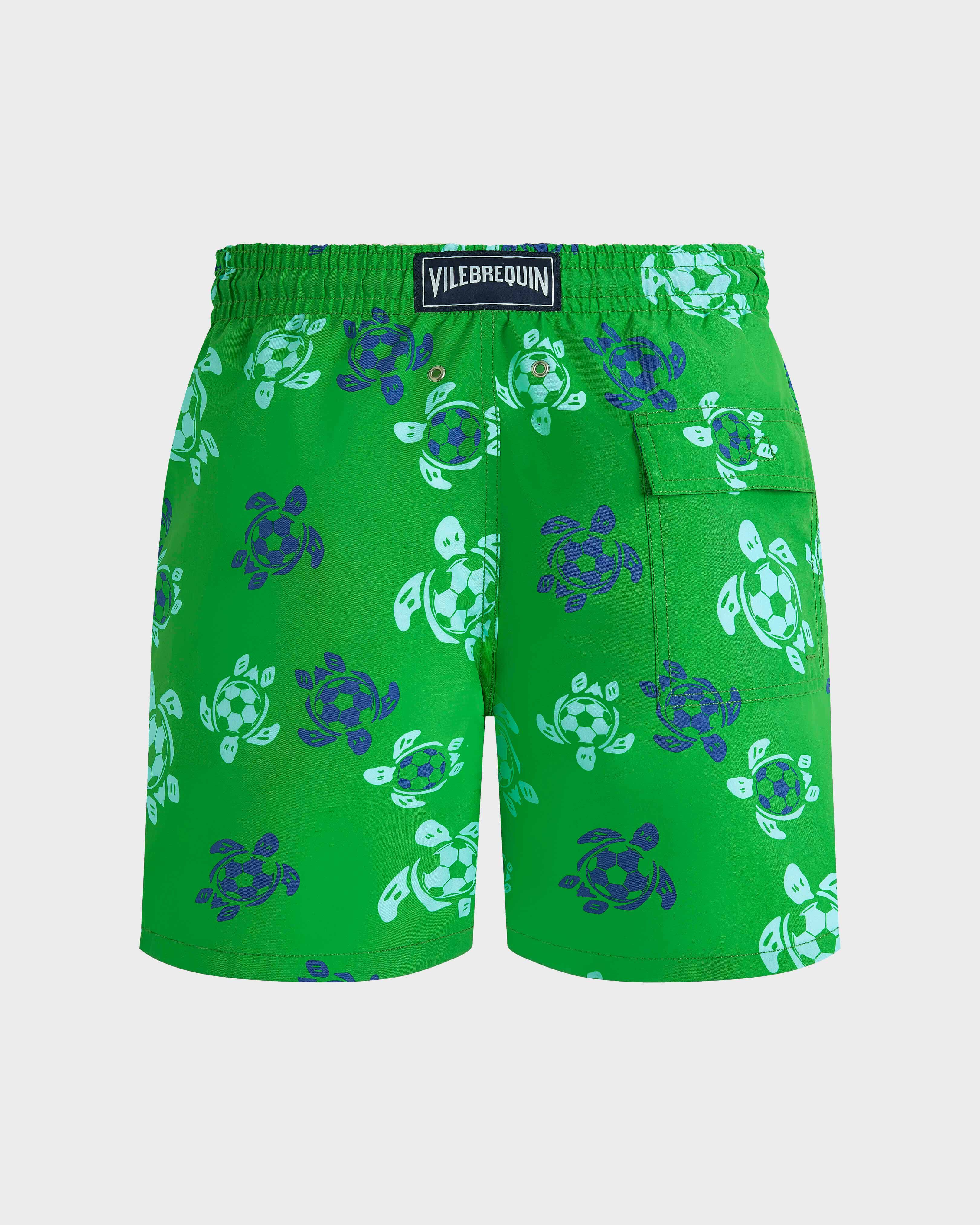 Men Swim Shorts Soccer Turtles LASER back view