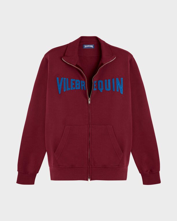 Vilebrequin - Men Full Zip Sweatshirt Embroidered Velvet Logo - Sweater - Roux - Red - Size S