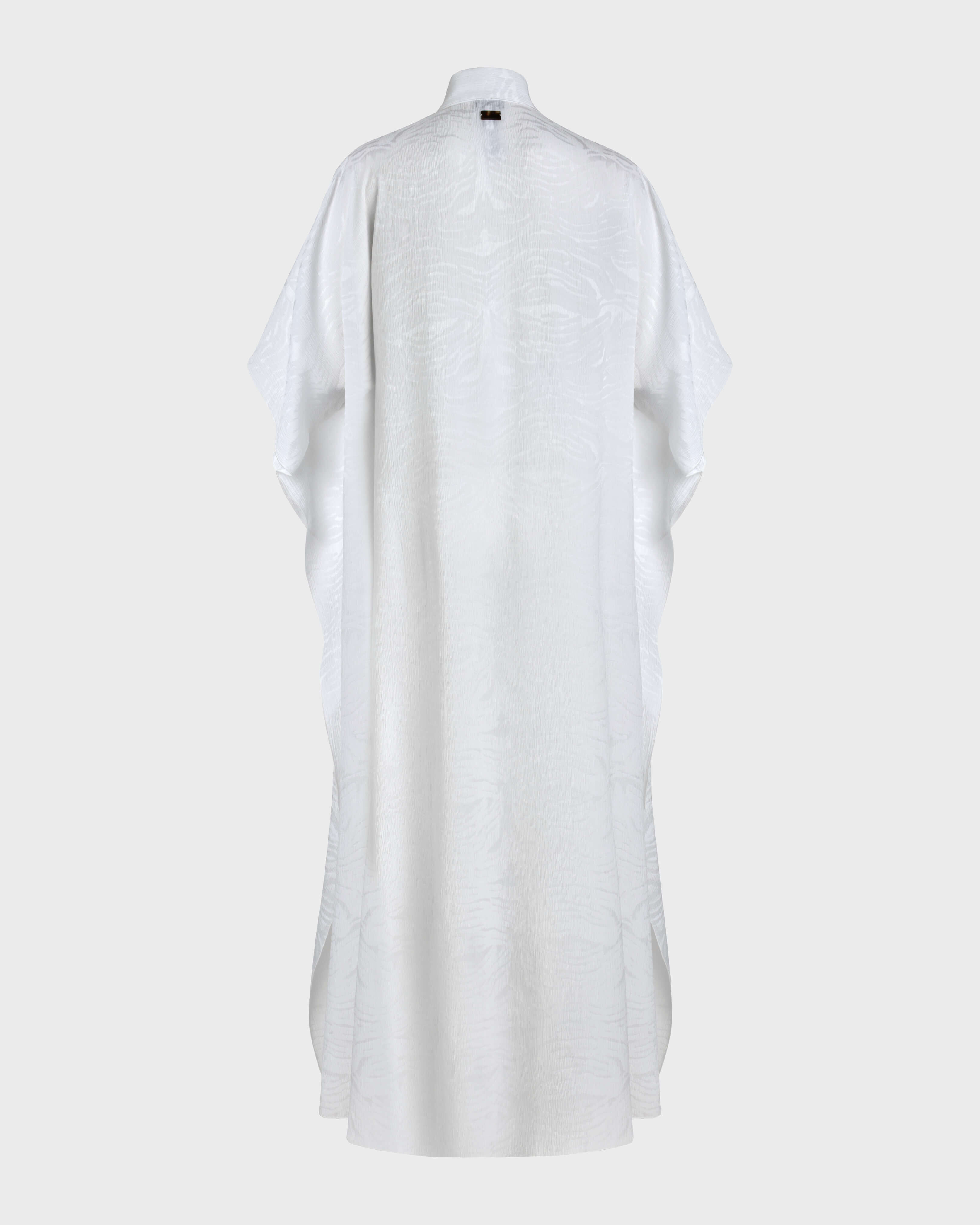 Kimono de crepé de seda con estampado jacquard para mujer BLANCO back view