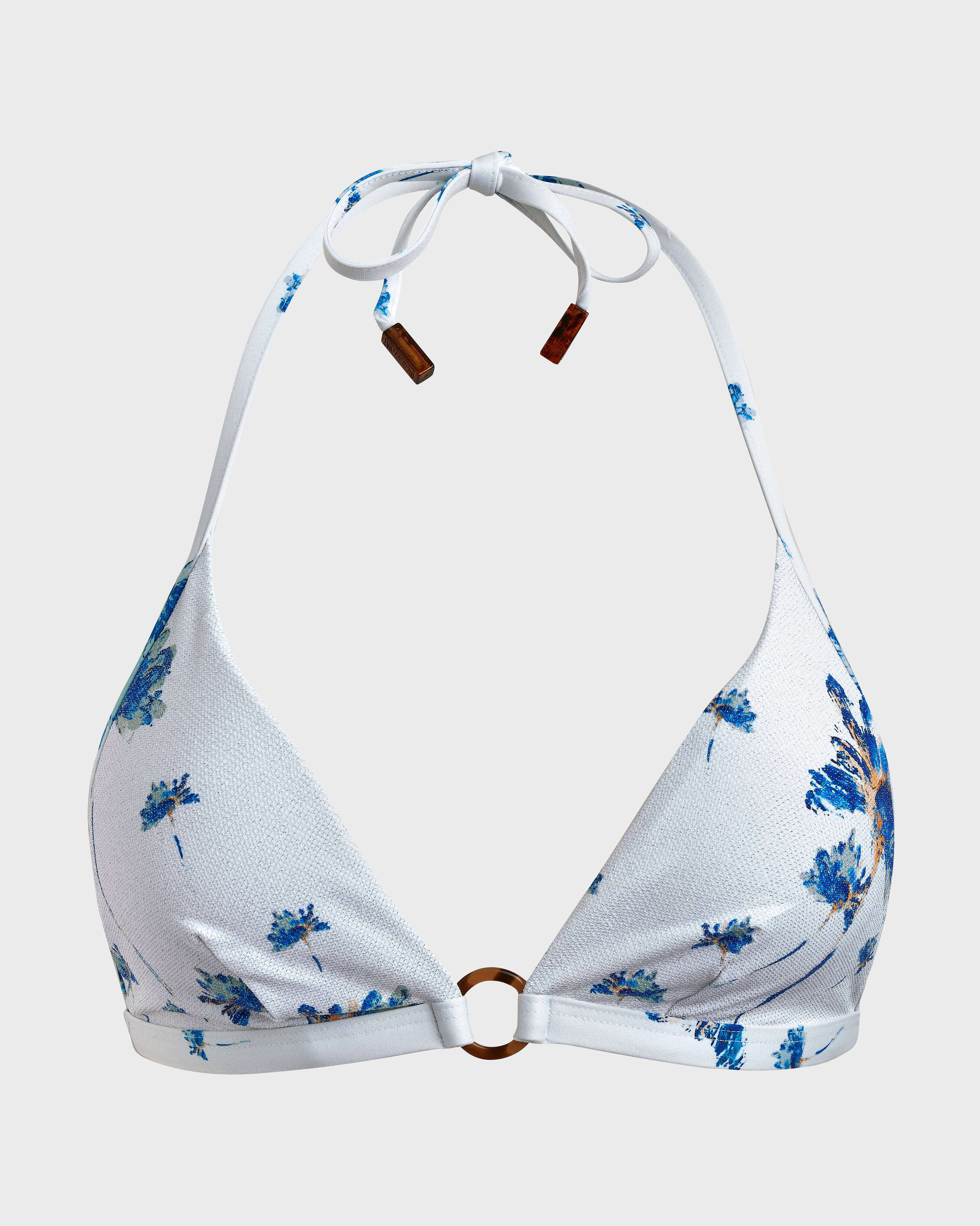 Top de bikini con estampado Herbier anudado alrededor del cuello para mujer OFF WHITE front view