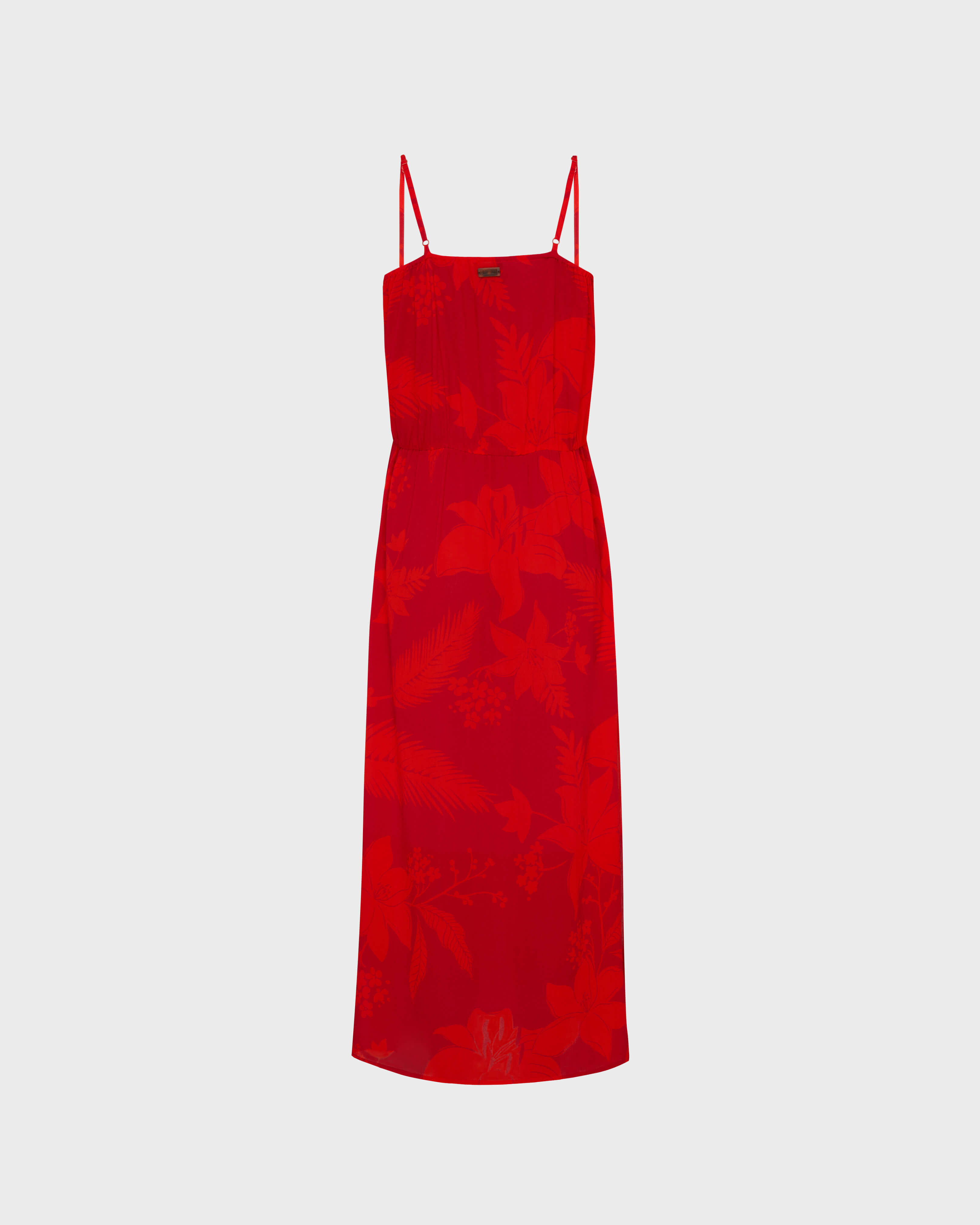 Women Long Viscose Dress Flower Power LIPSTICK back view