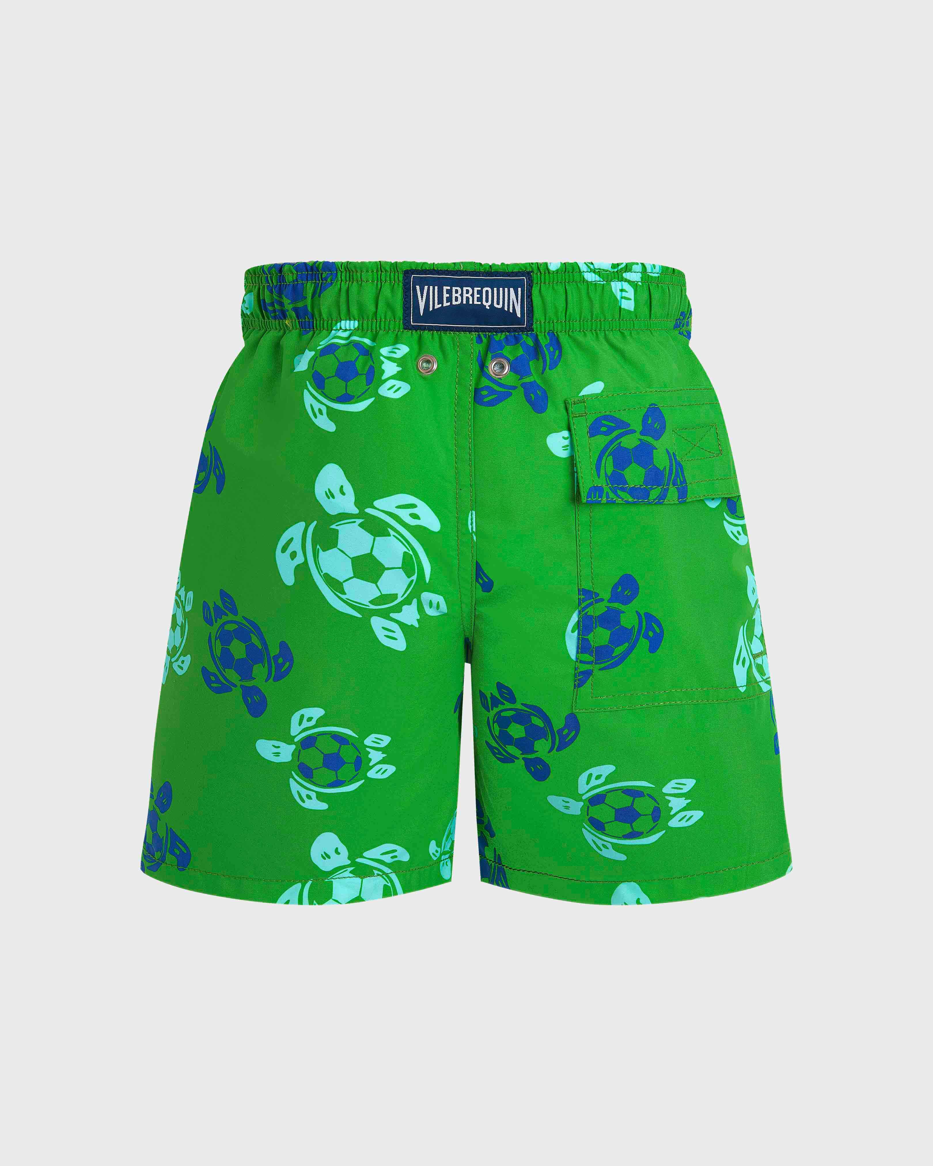 Boys Swim Trunks Soccer Turtles LASER back view