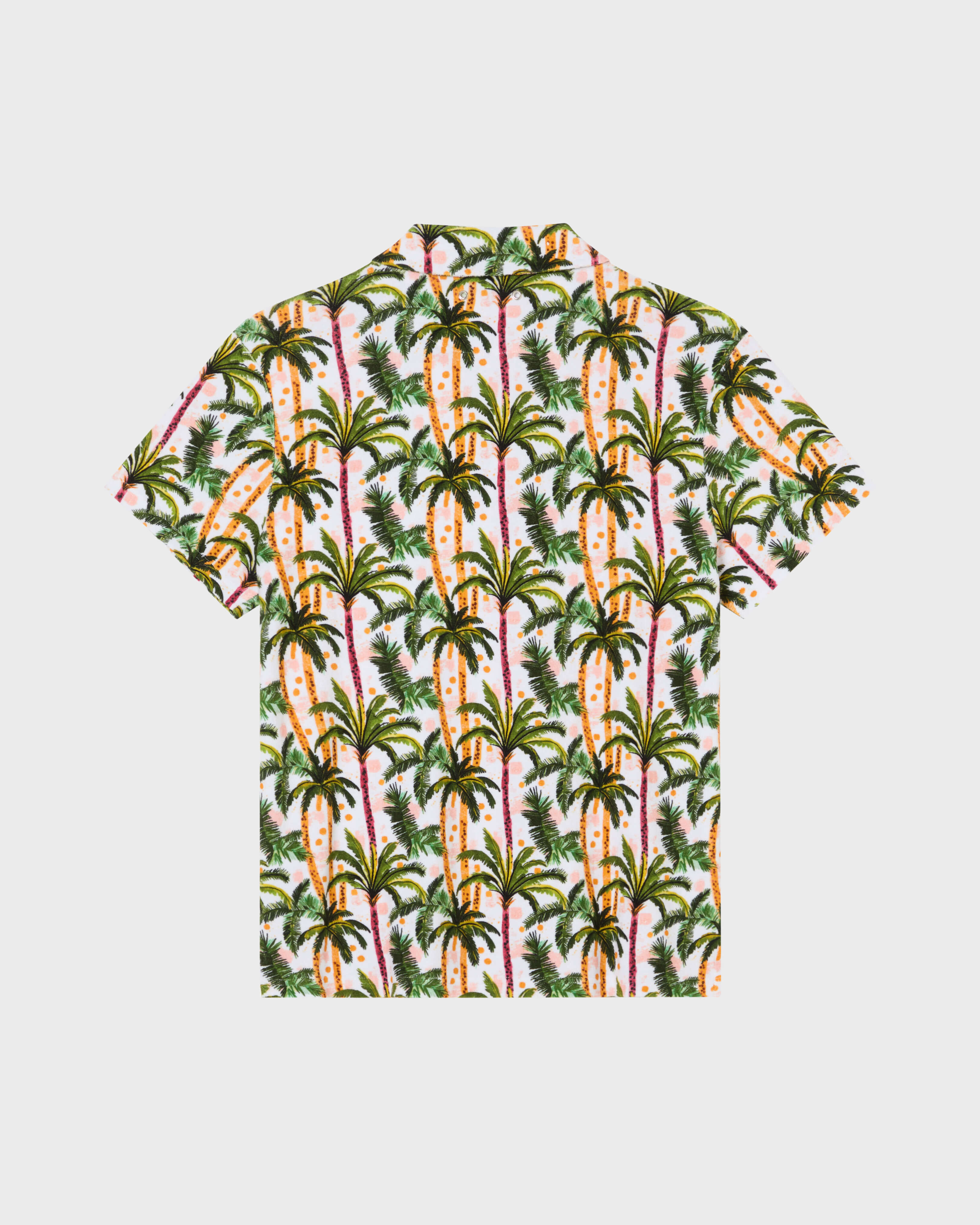 Men Terry Bowling Shirt Brazil Jungle WHITE back view