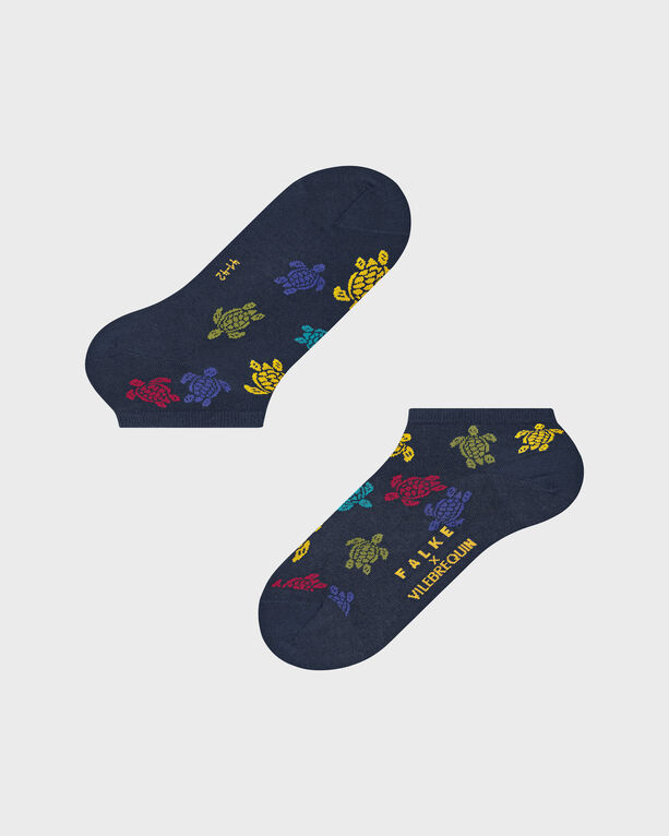 Vilebrequin - Men Sneaker Socks Rondes Des Tortues Multicolores - Vilebrequin X Falke - Socks - Socks3 - Blue - Size 41-42