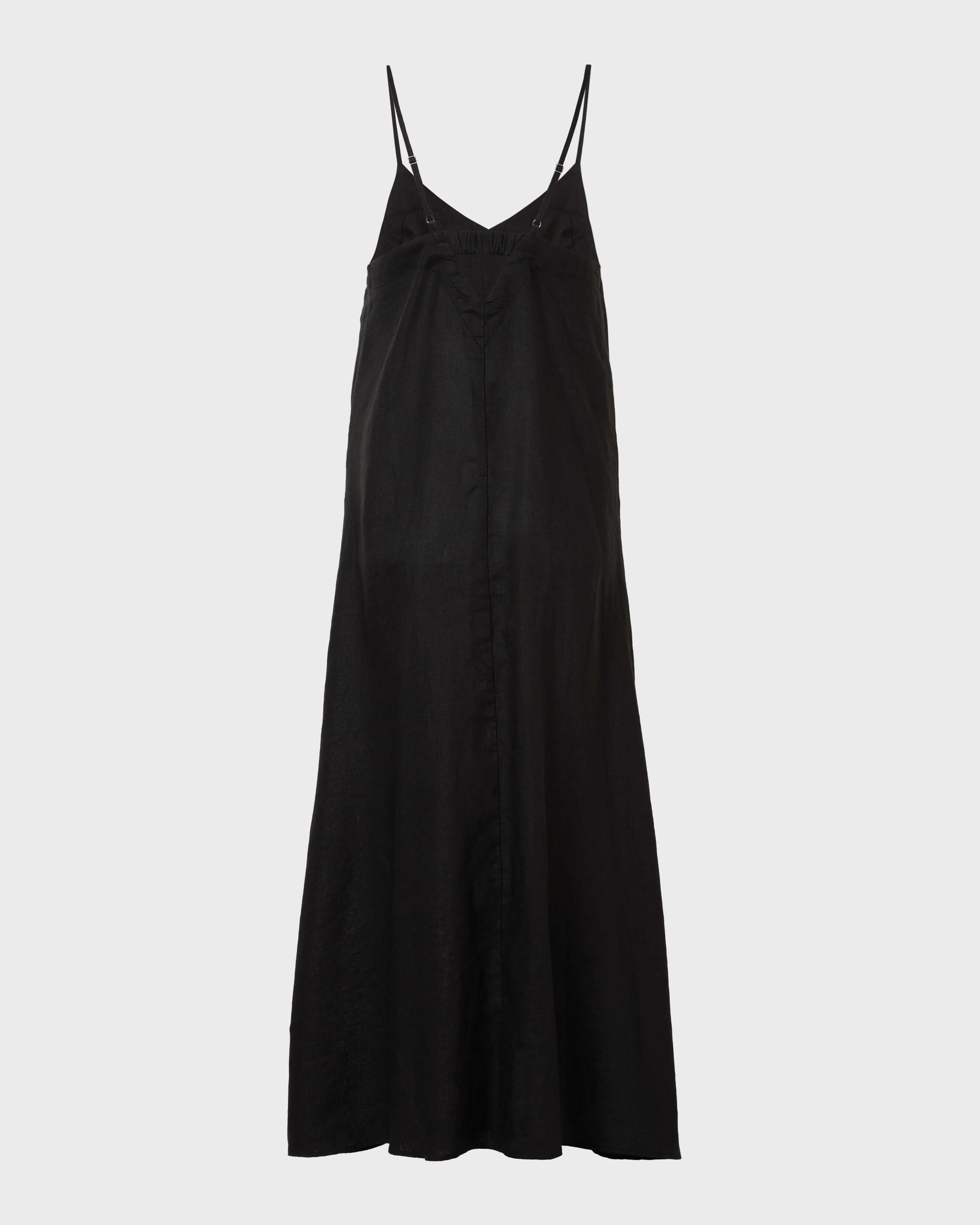 Abito lungo in lino donna NERO back view