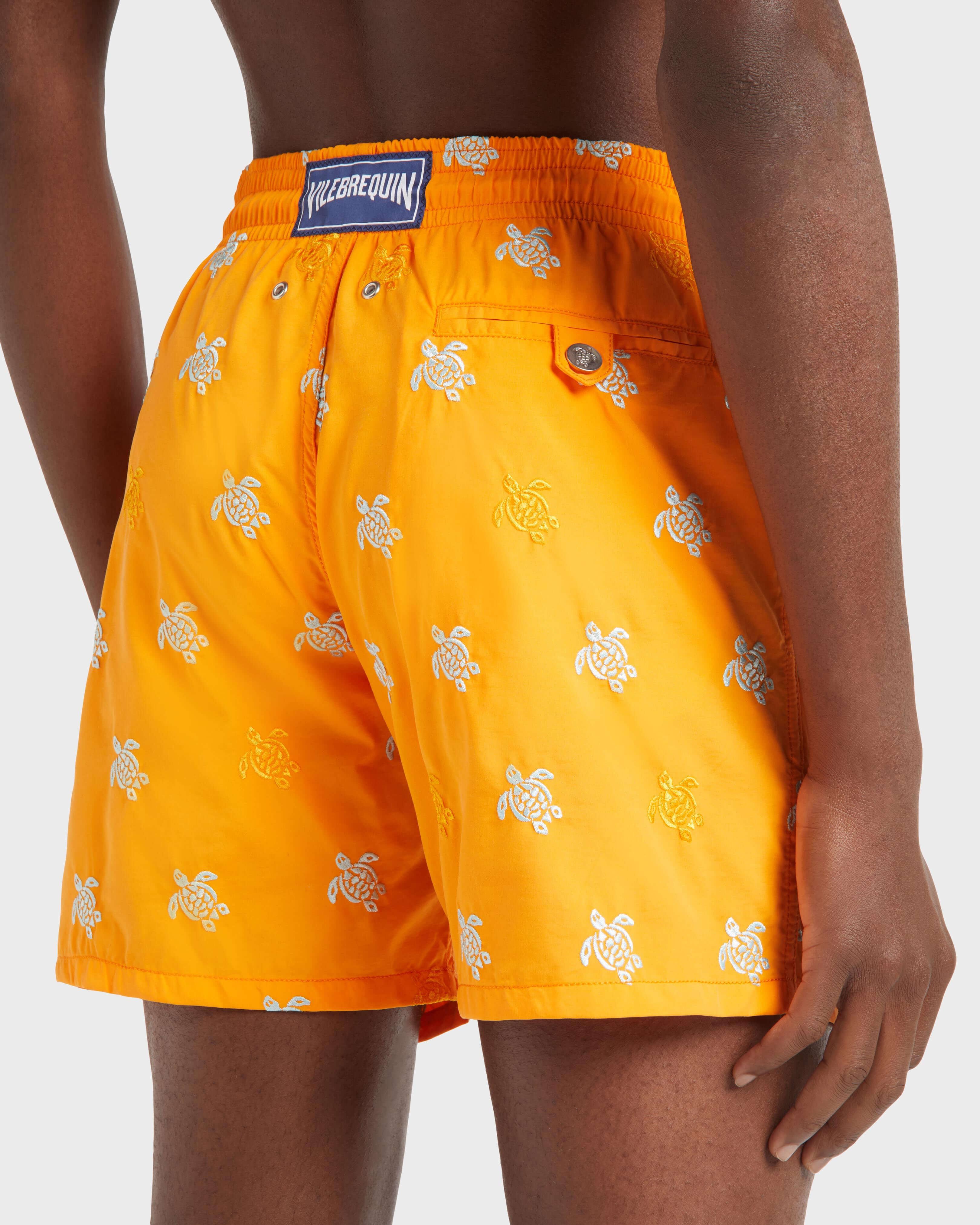 Men Swim Trunks Embroidered Micro Ronde des Tortues Diagonale - Limited Edition CARROT supp2 view