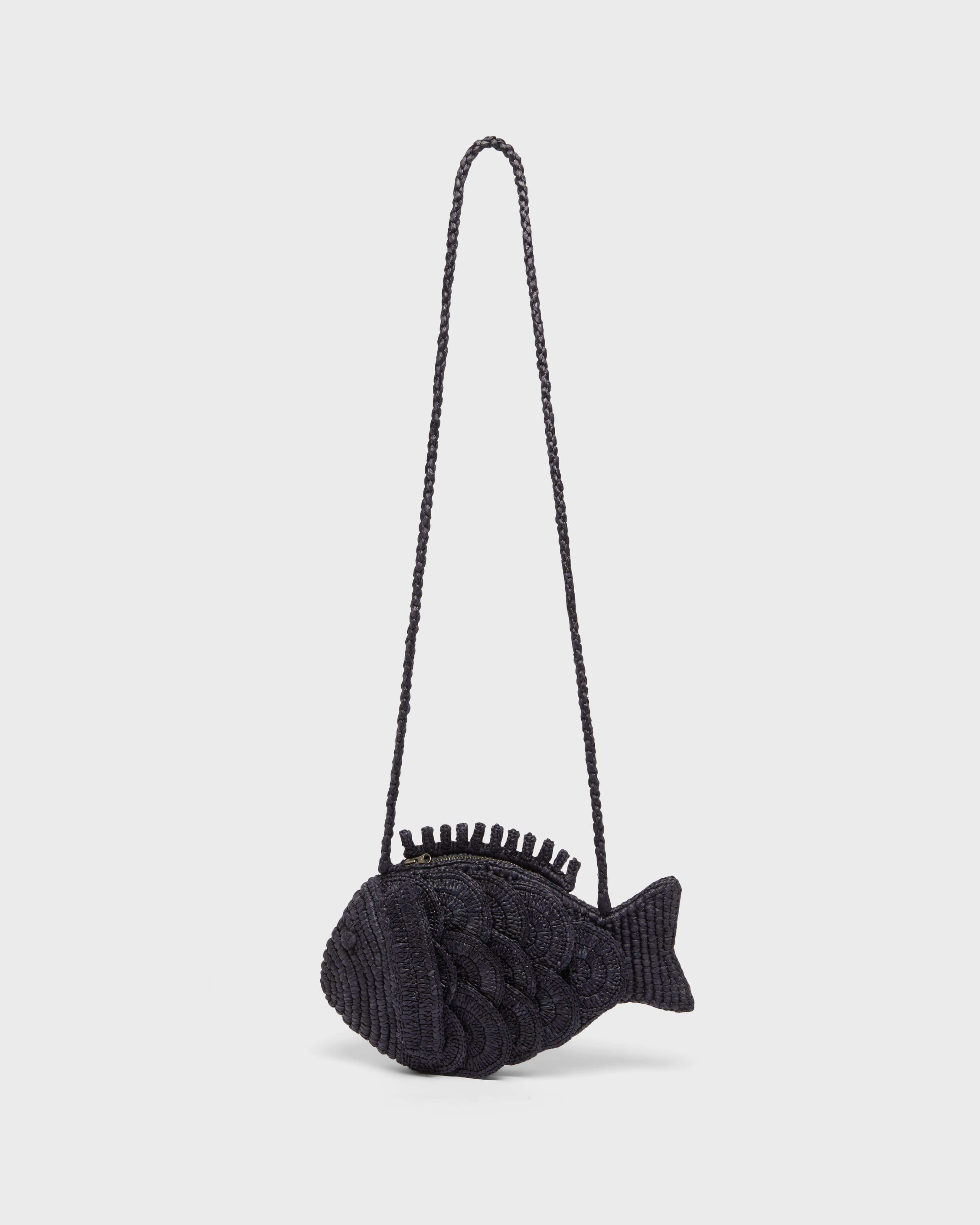 Bolso de rafia grande con forma de pez para mujer AZUL MARINO front view