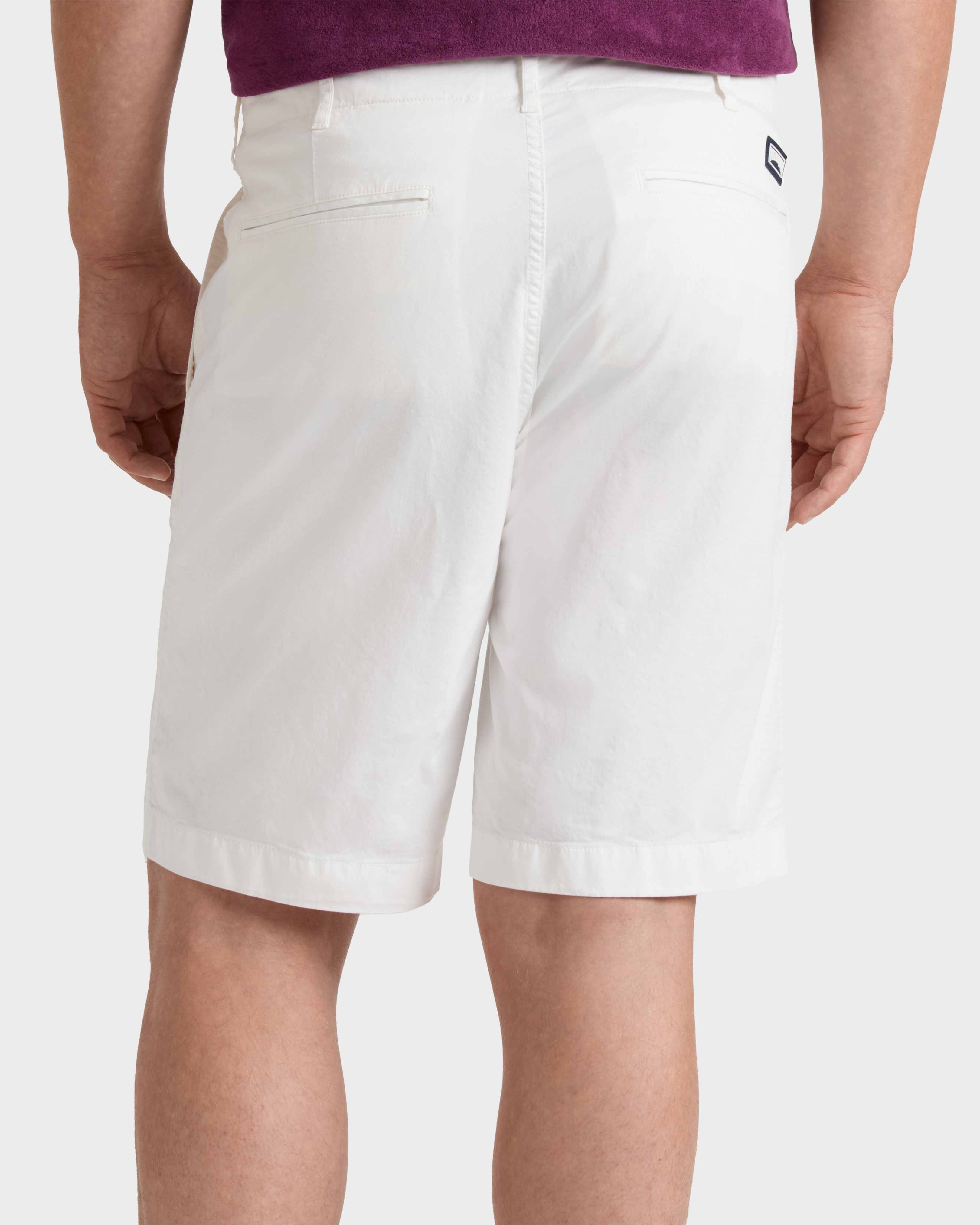 Men Satin Cotton Bermuda Shorts Solid WHITE backworn view