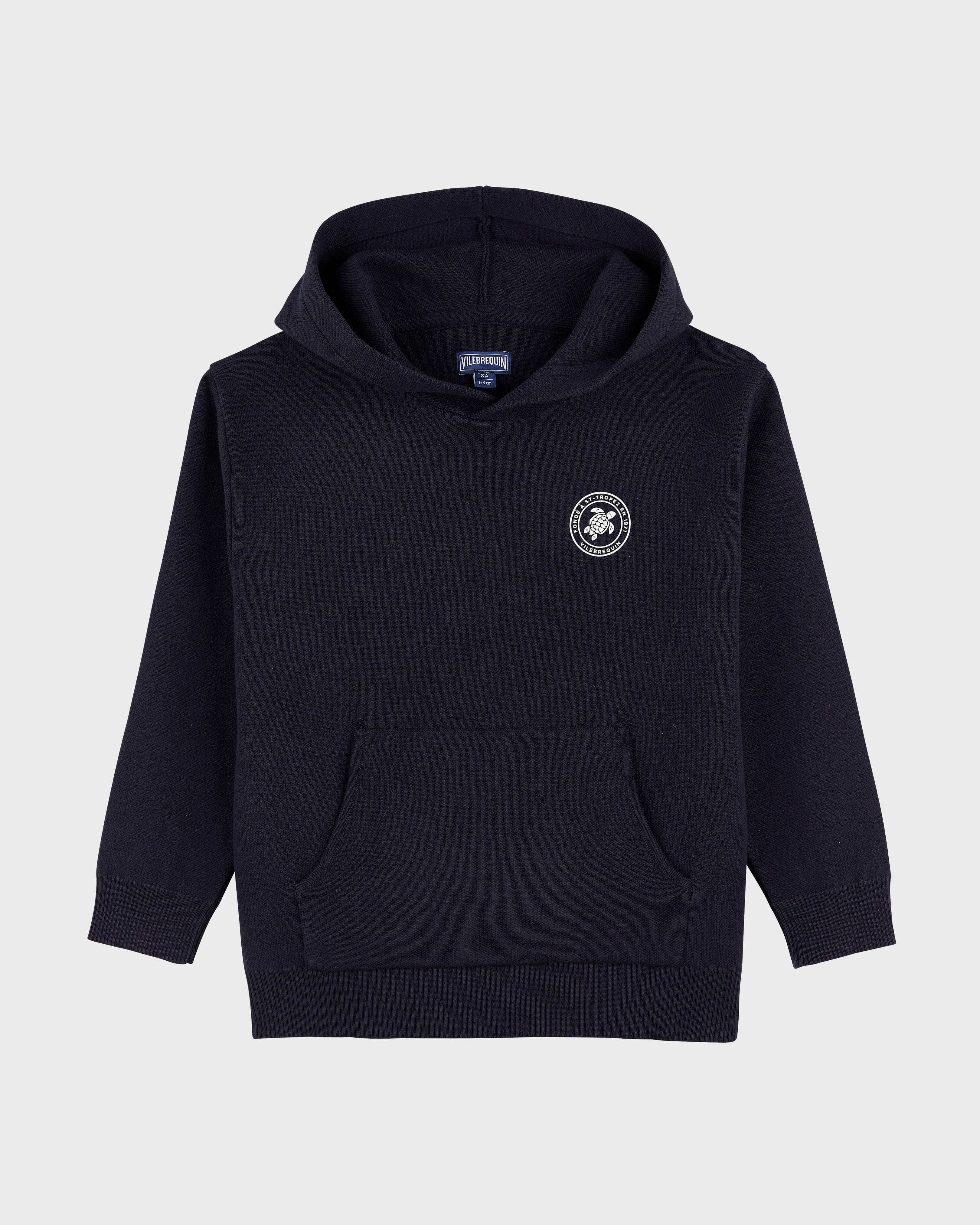 Kids Organic Cotton Hoodie Sweatshirt Solid NAVY front view