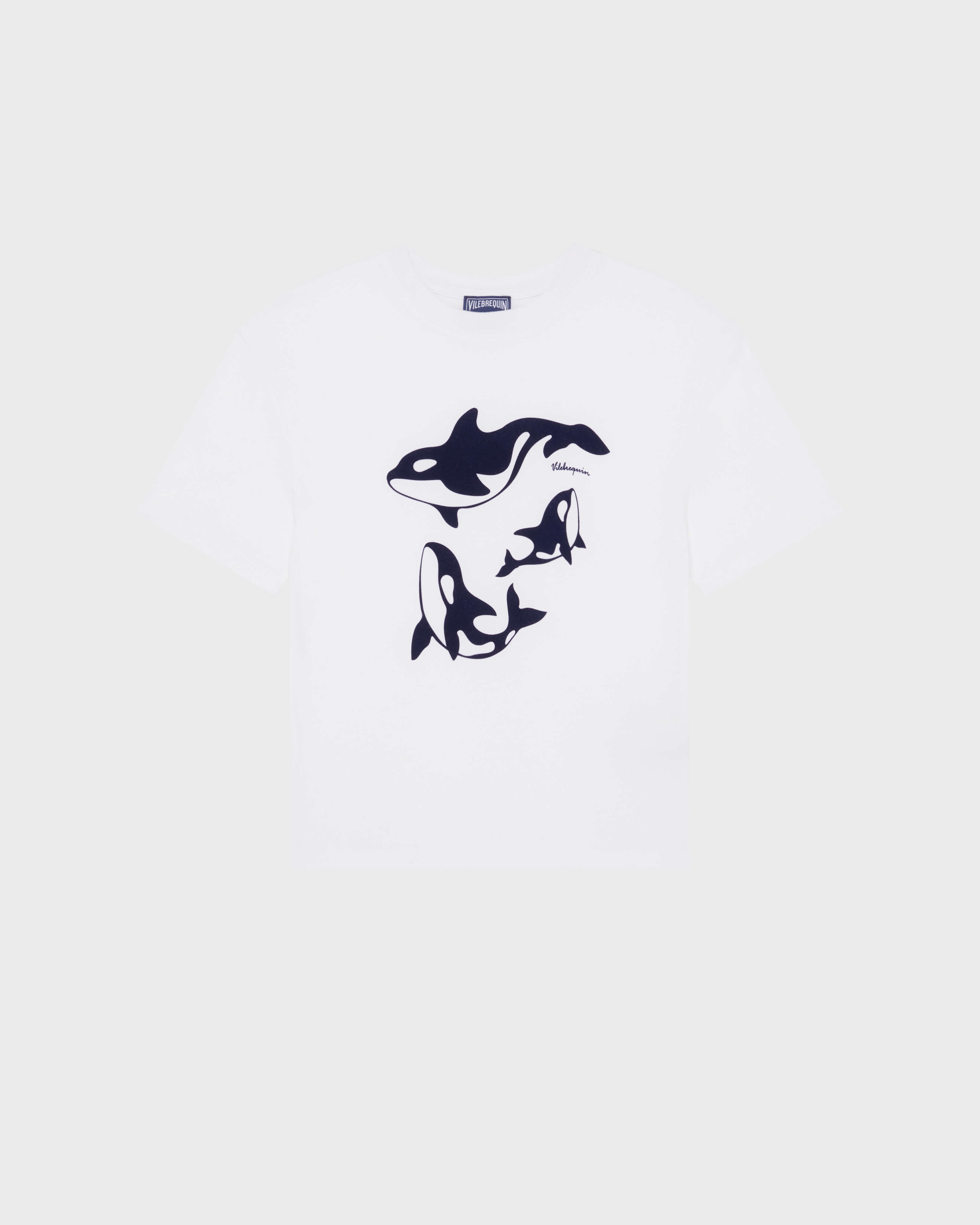 T-shirt en coton organique garçon Orcas BLANC front view