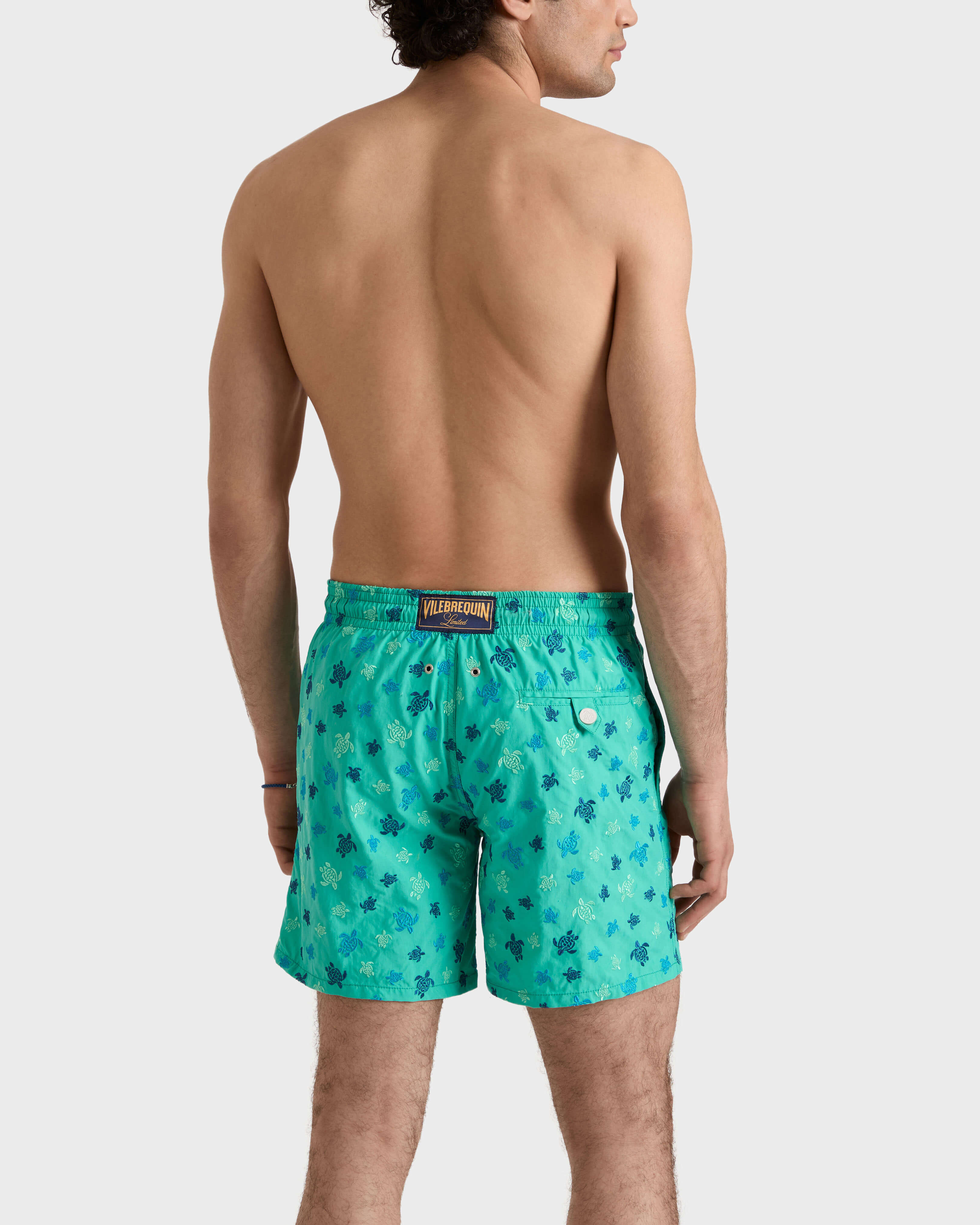 Micro Ronde des Tortues Badeshorts mit Stickerei für Herren – Limitierte Serie VERONESENGRÜN backworn view