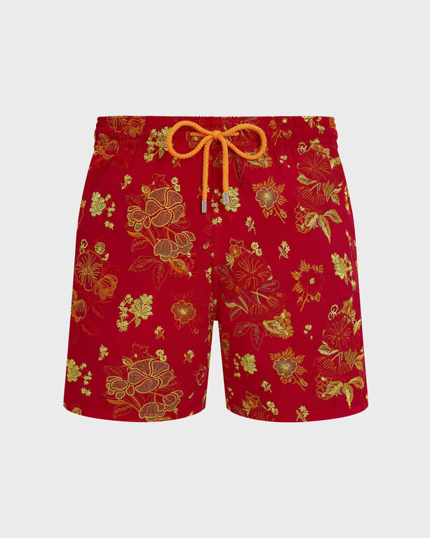 Vilebrequin - Men Swim Shorts Embroidered Flowers - Limited Edition - Swimwear - Mistral - Red - Size L