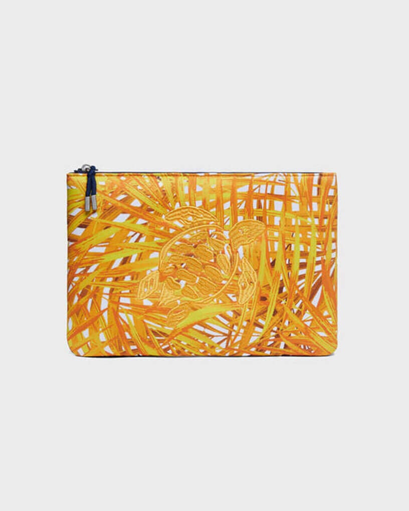 Neoprene Pouch Palm Leaves MANGO front view