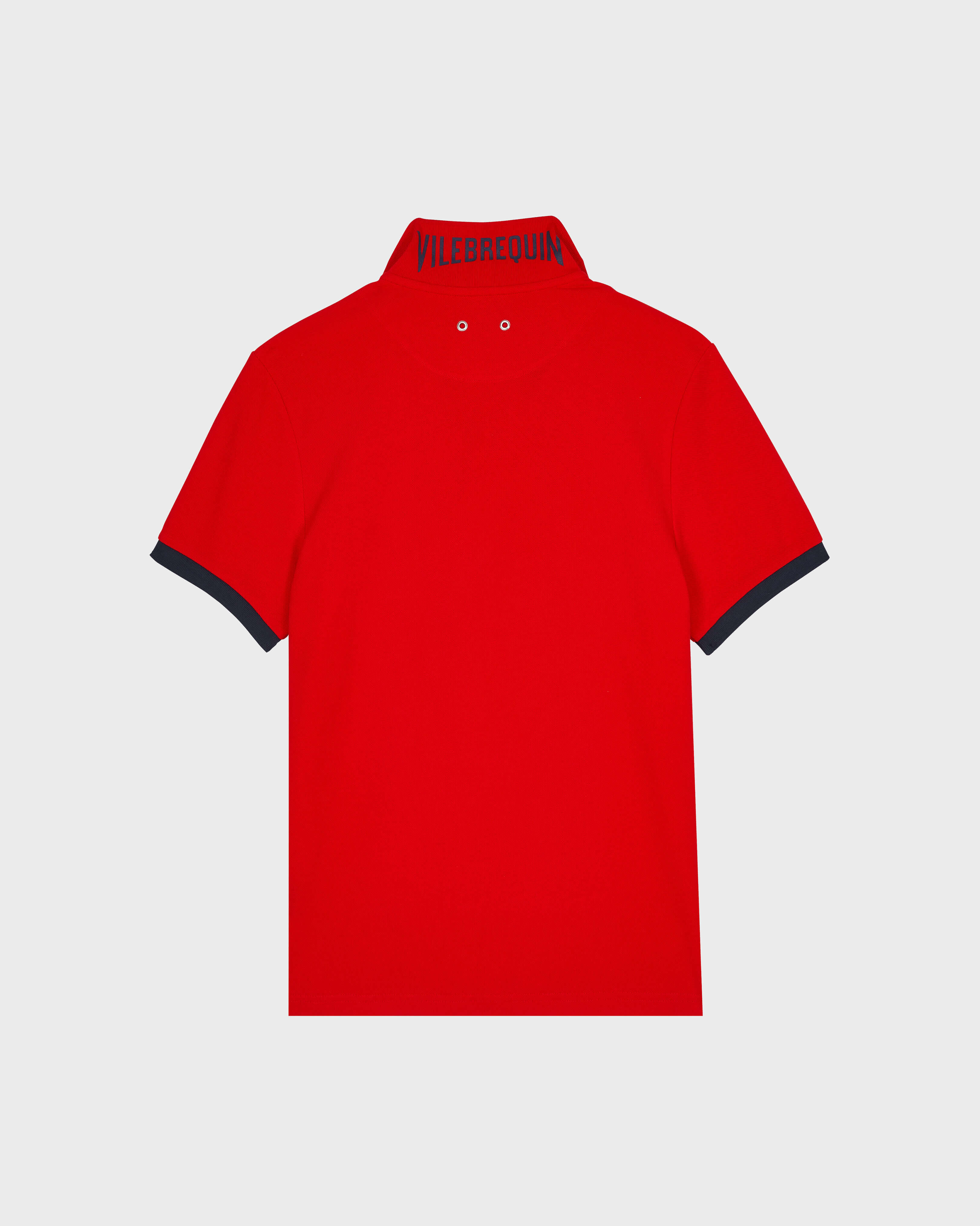 Men Cotton Pique Polo Shirt Solid AMAPOLA back view
