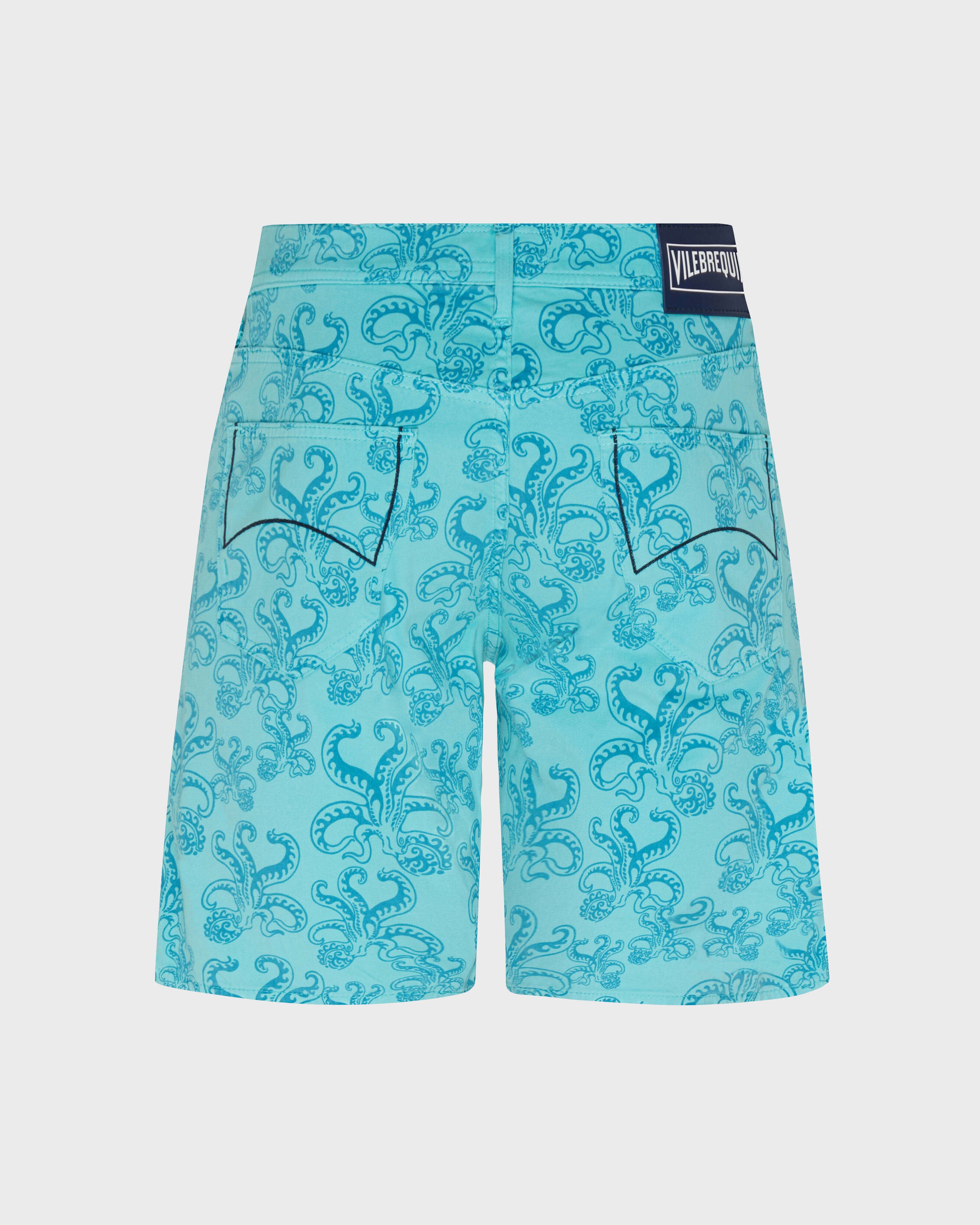 Men Cotton Bermuda Shorts Printed Poulpes BORA BORA back view