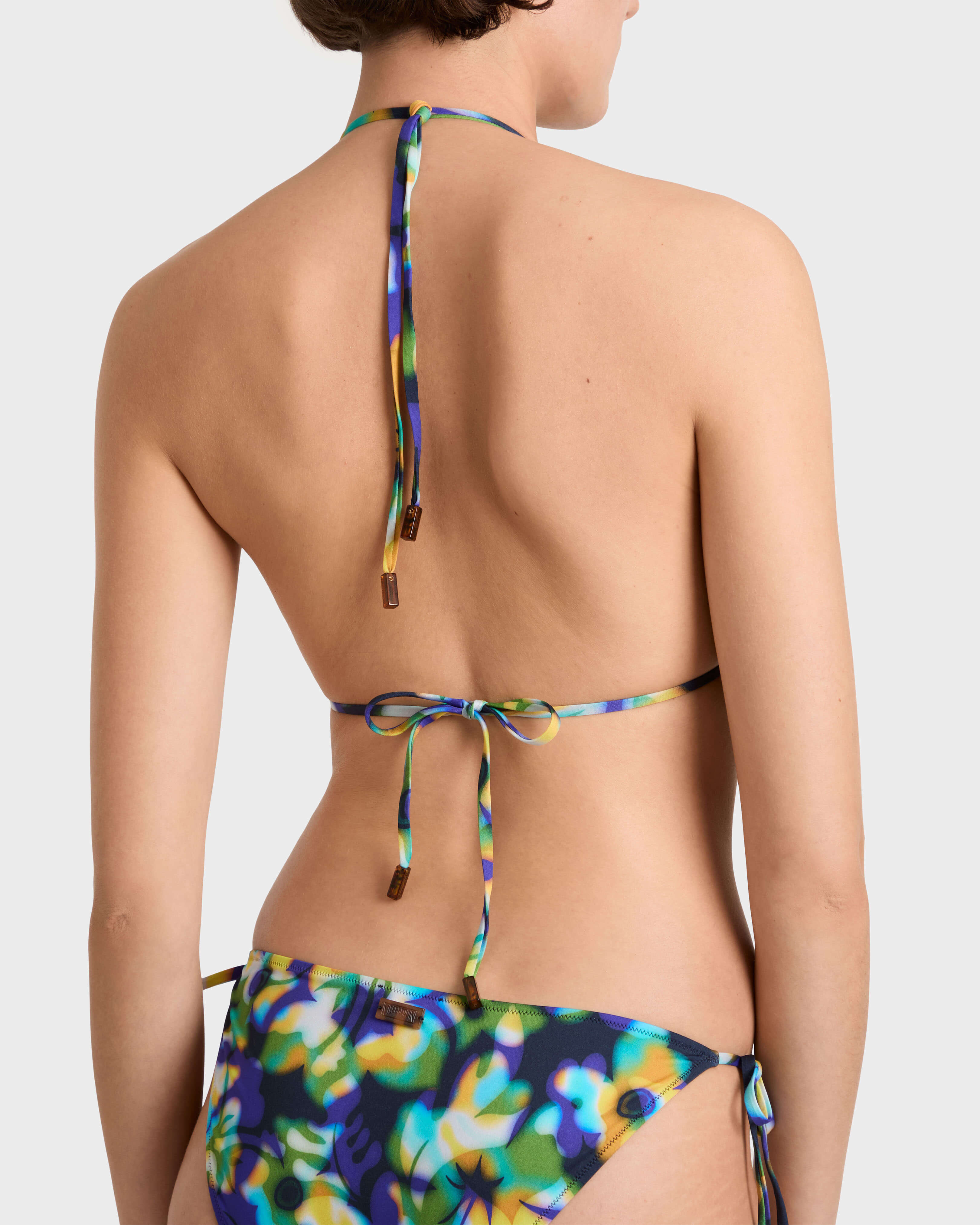 Haut de maillot de bain Triangle femme Frangipanier Trouble BLEU MARINE supp1 view
