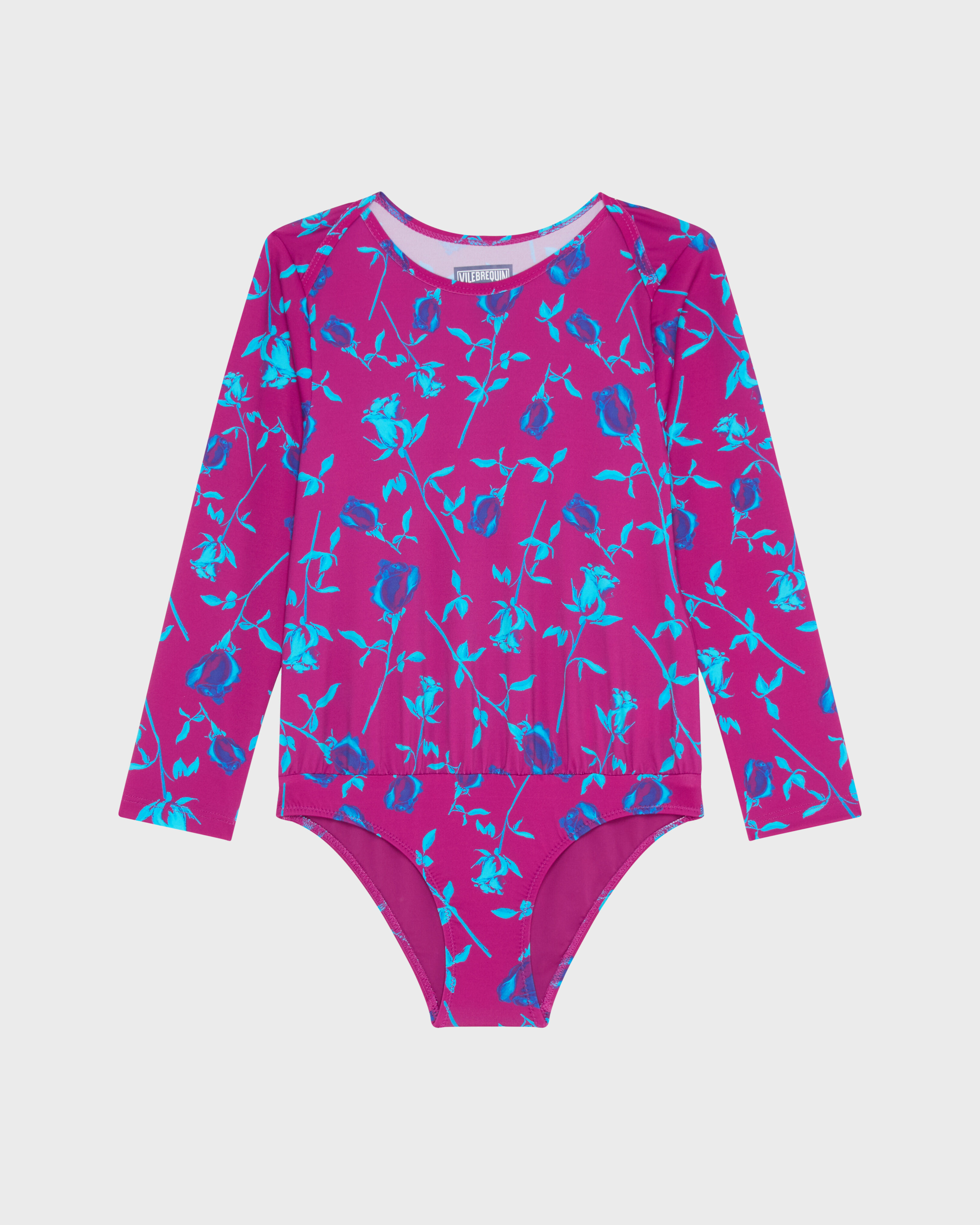 Bañador de una sola pieza con estampado Roses para niña MORADO front view