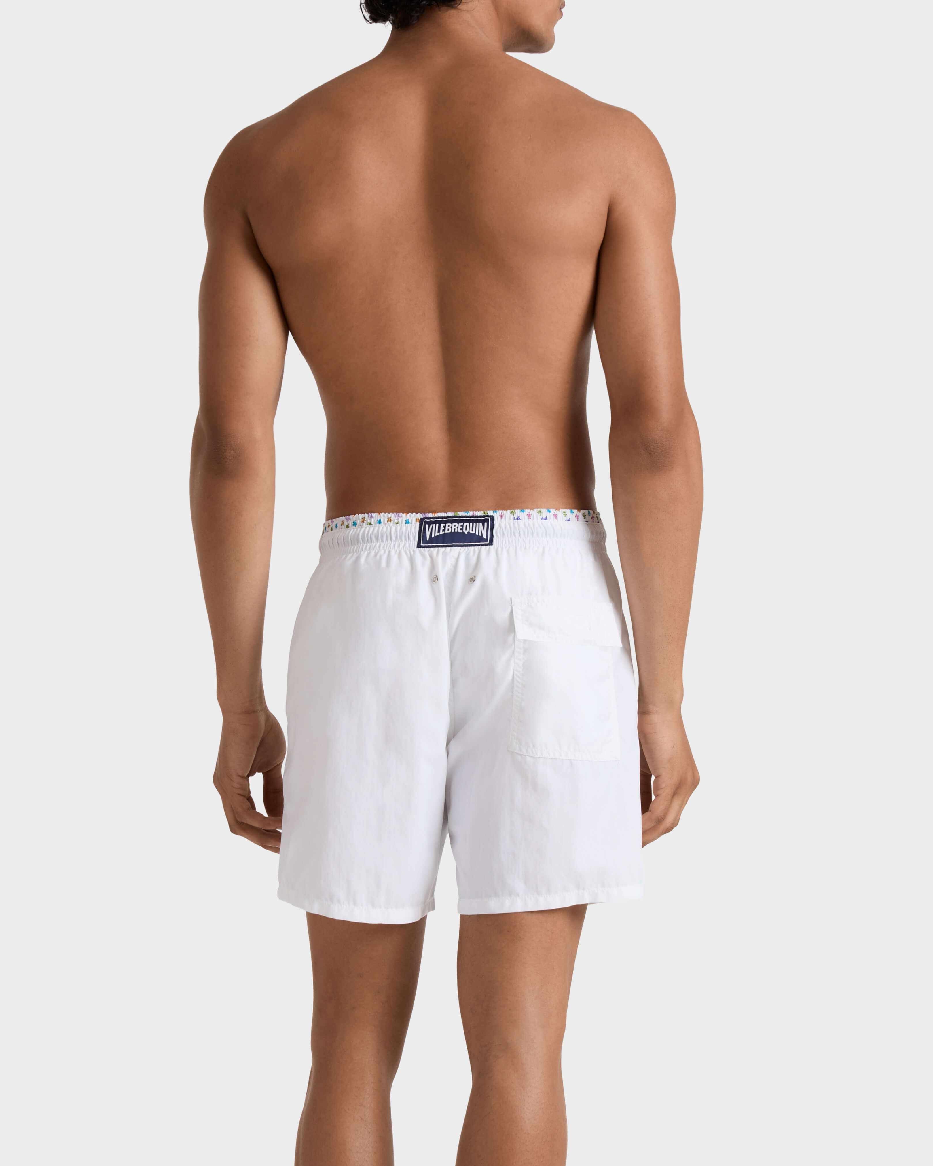 Zweifarbige Micro Ronde des Tortues Badeshorts für Herren WEISS backworn view