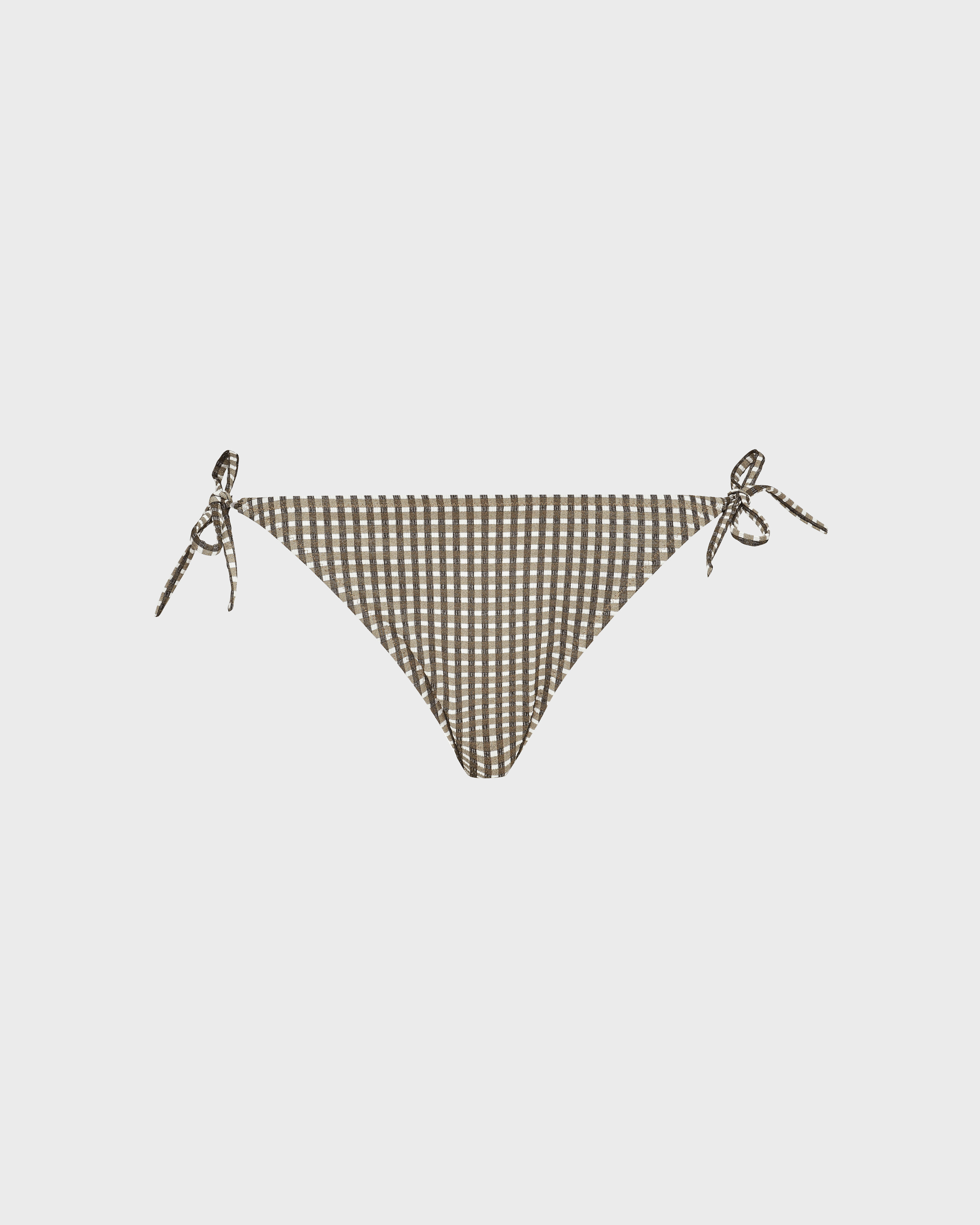 Braguita de bikini de corte brasileño con tiras laterales para anudar y estampado Pocket Checks para mujer BRONCE front view