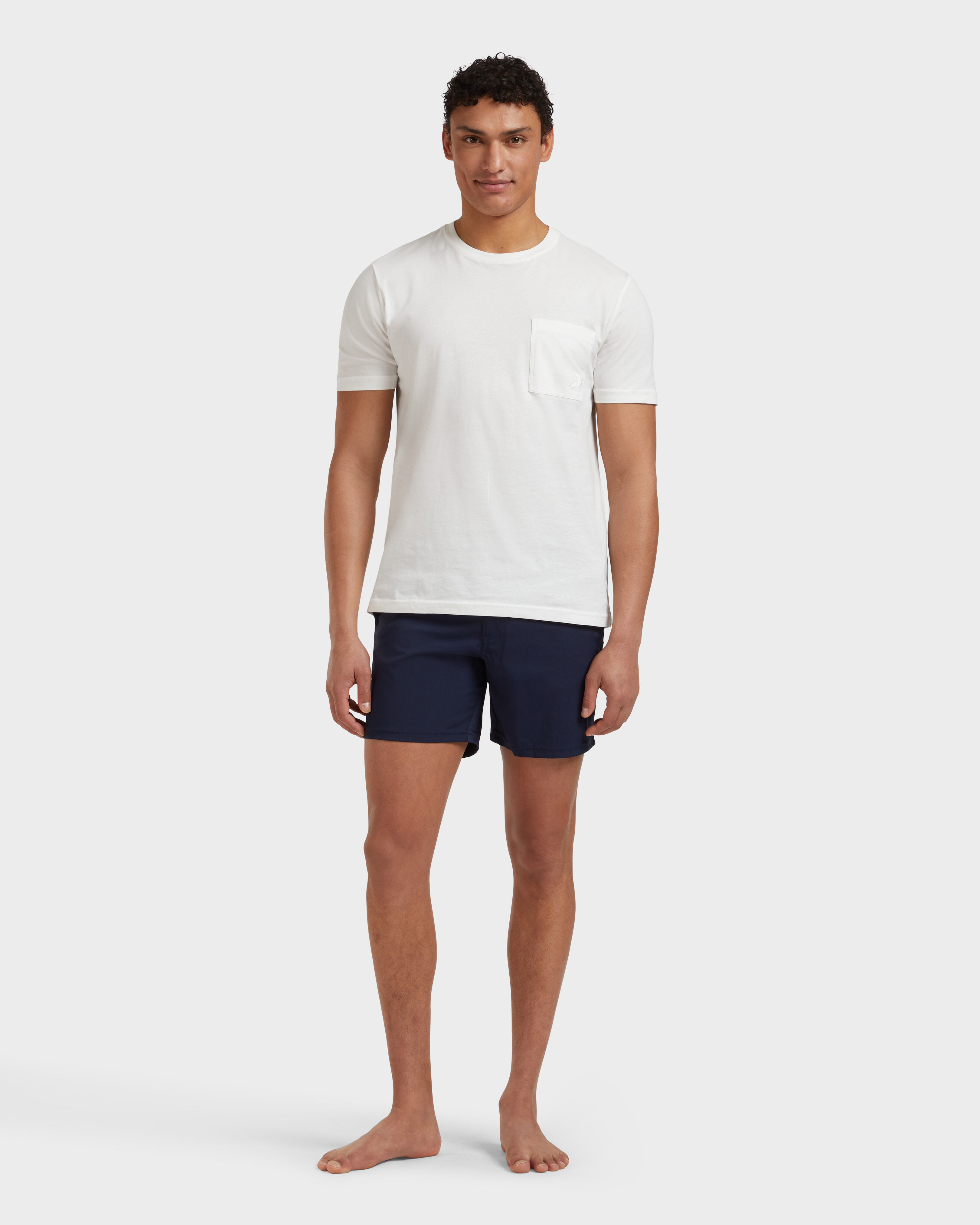 Men Organic Cotton T-Shirt Solid CHALK frontworn view