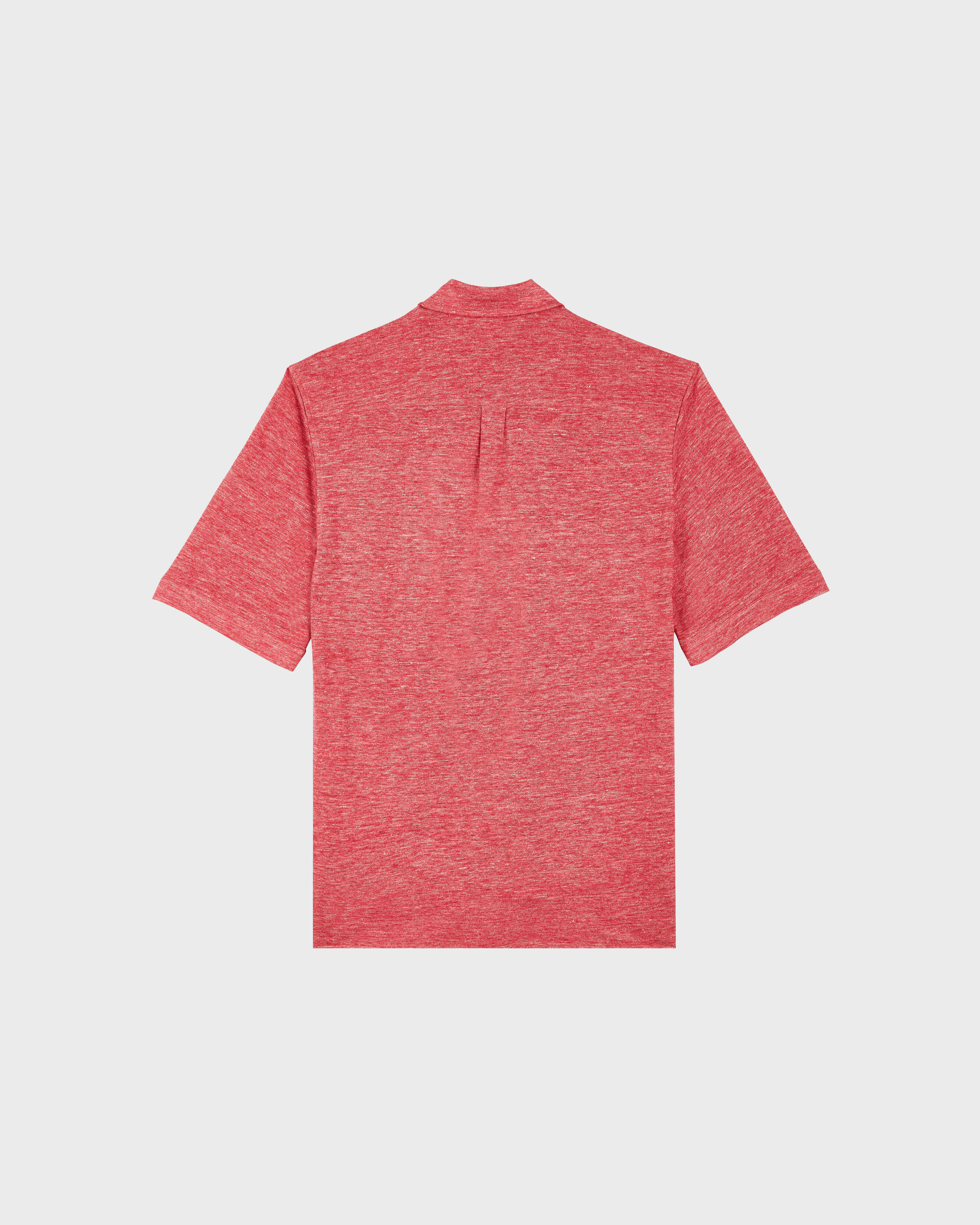 Linen Bowling Shirt Solid CHINA RED back view