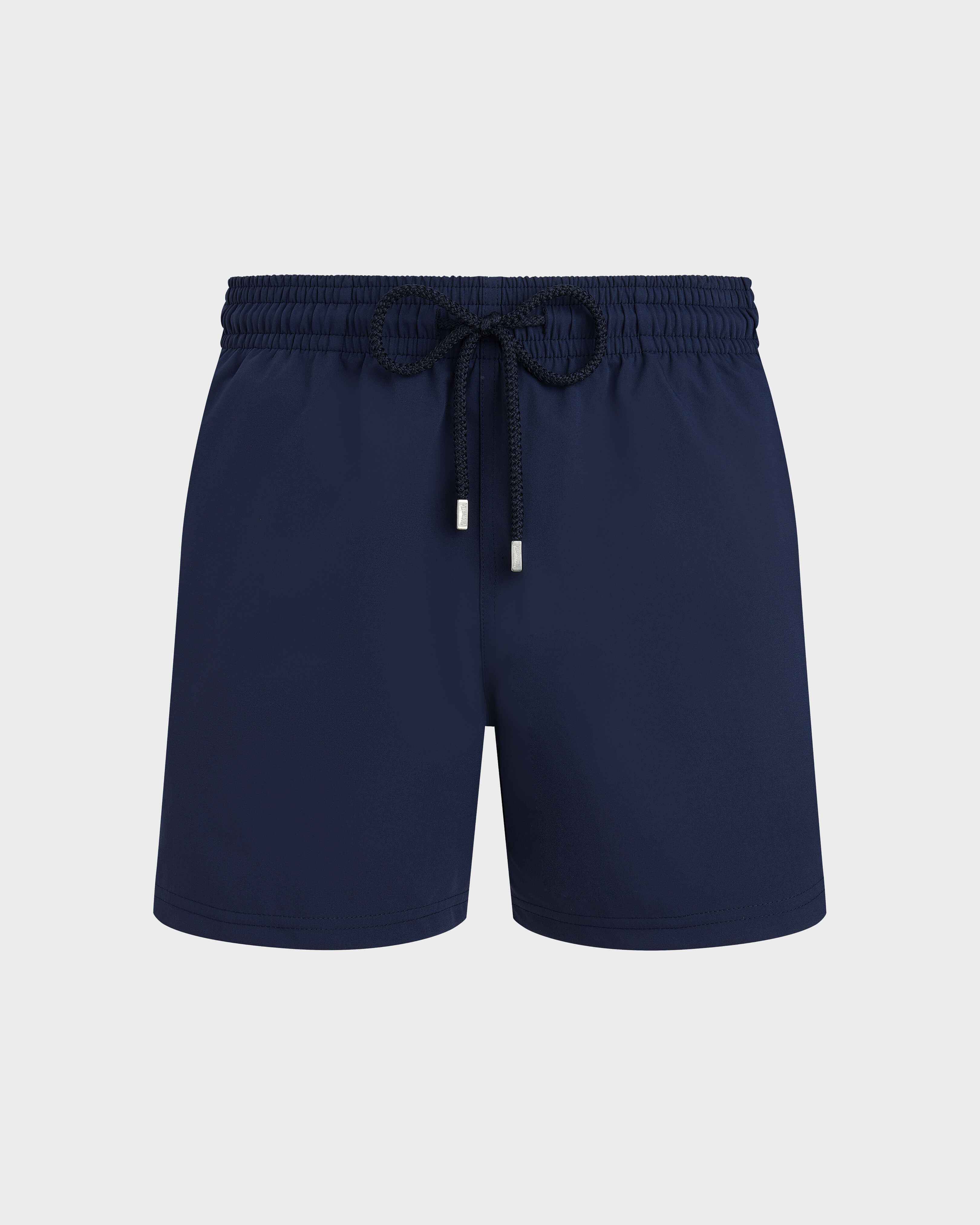 Men Stretch Short Swim trunks Solid NAVY front view